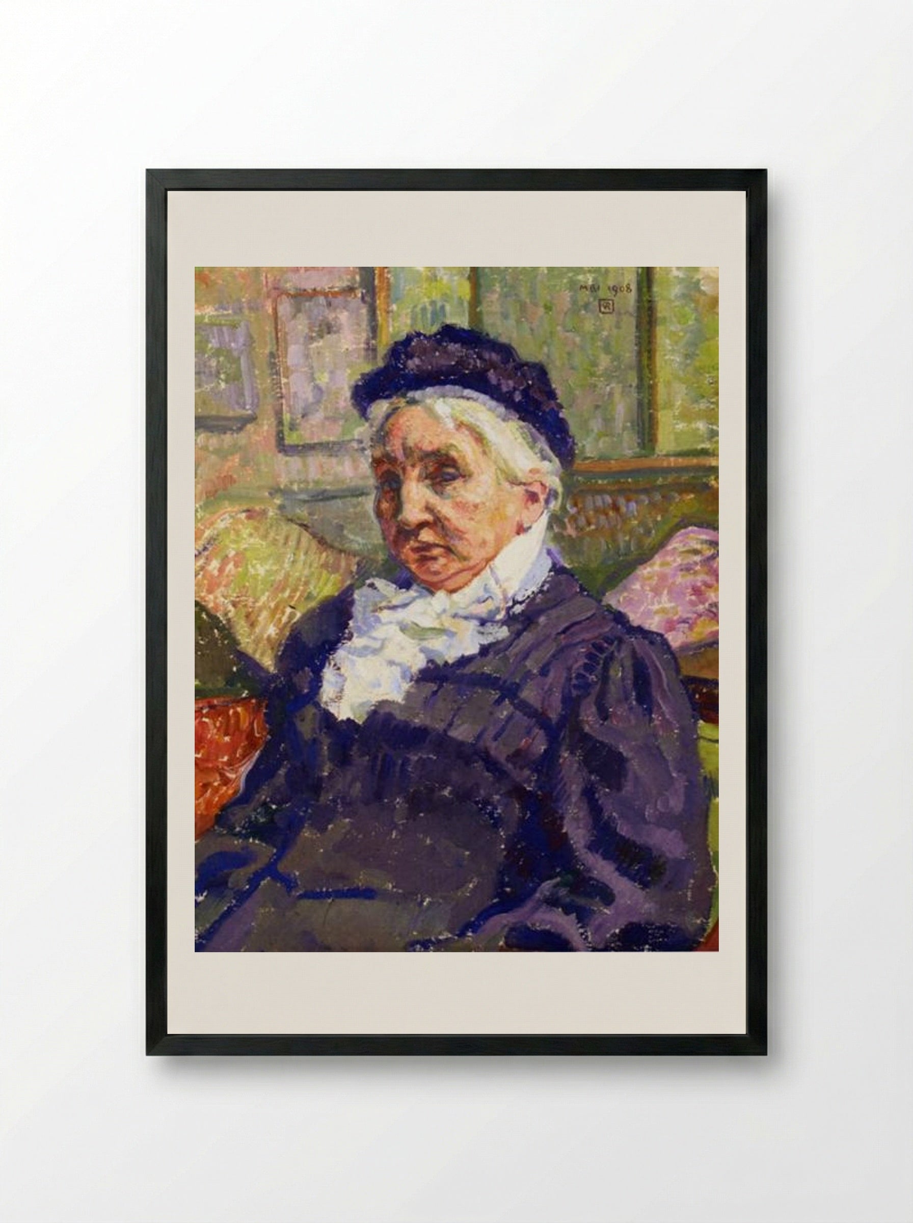 Portrait of Madame Monnon - Théo van Rysselberghe - Framed Print Black