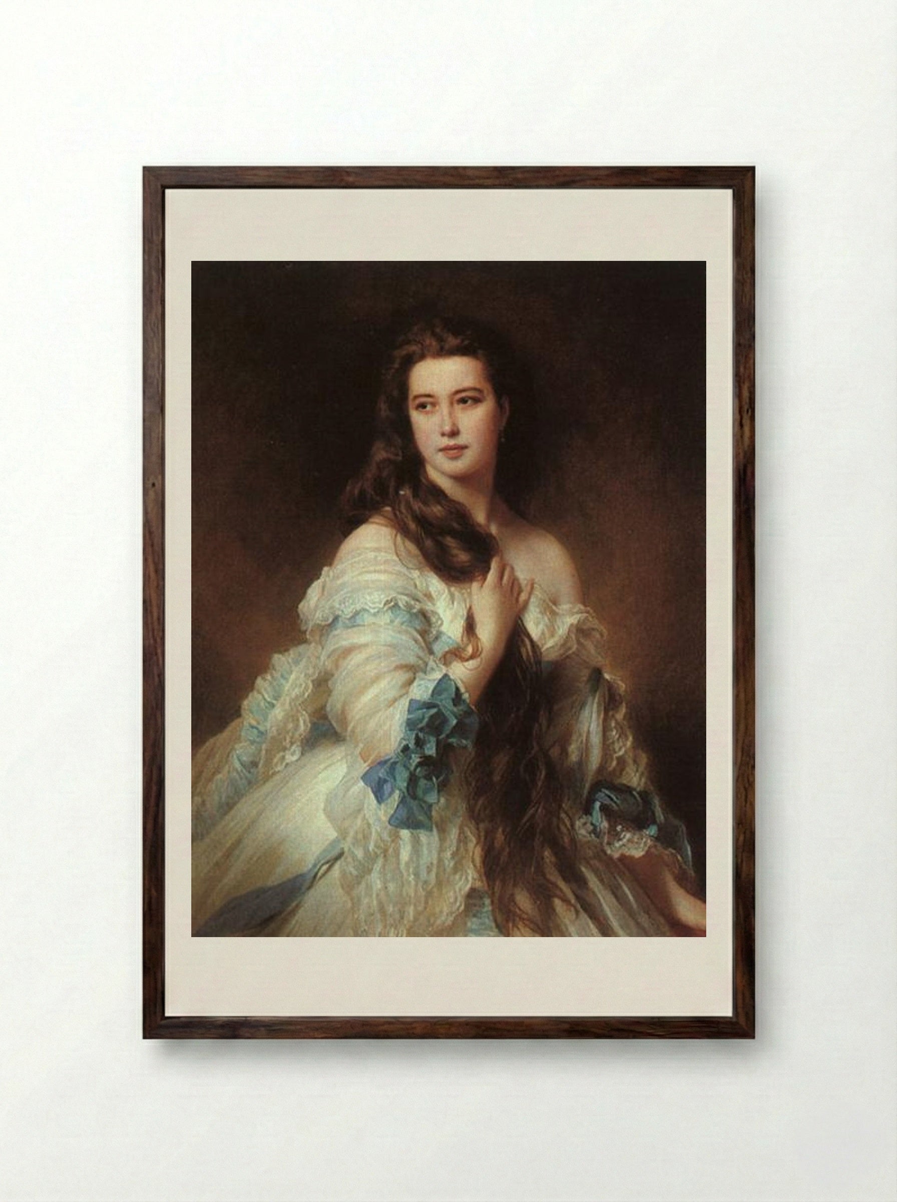 Portrait of Madame Rimsky-Korsakov - Franz Xaver Winterhalter - Framed Print Dark Wood