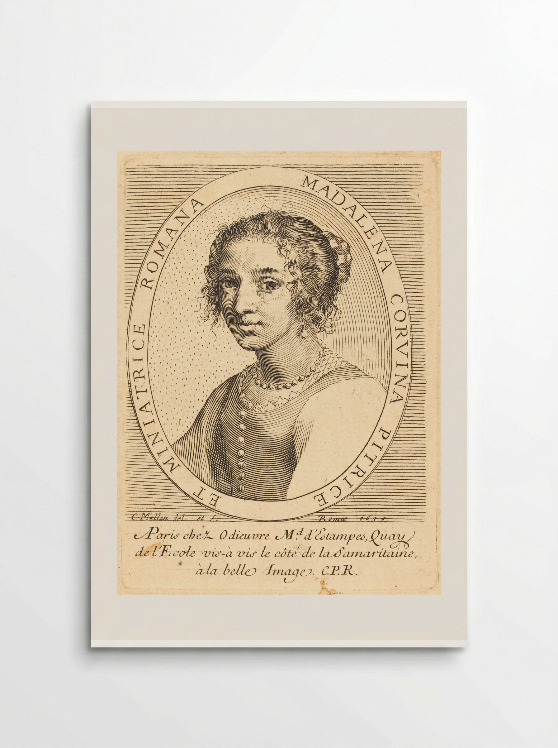 Portrait of Maddalena Corvina - Claude Mellan - Poster
