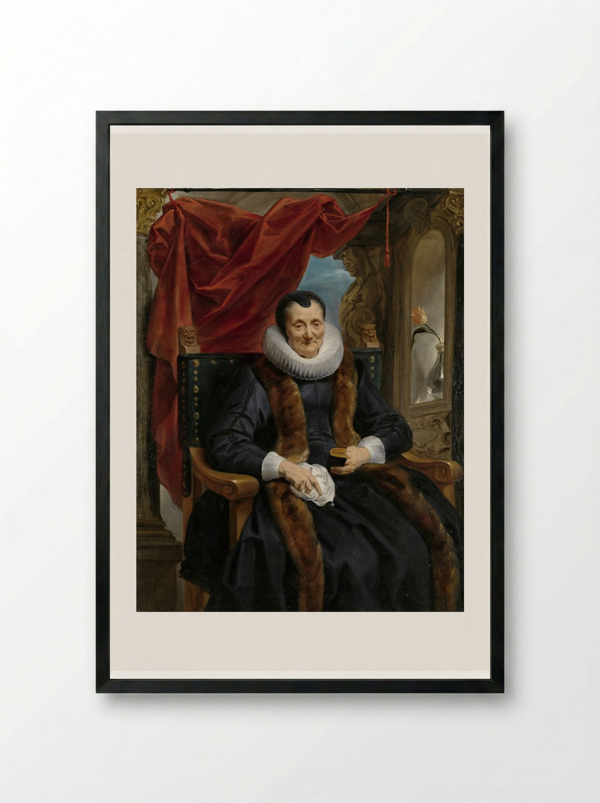 Portrait of Magdalena de Cuyper - Jacob Jordaens - Framed Print Black