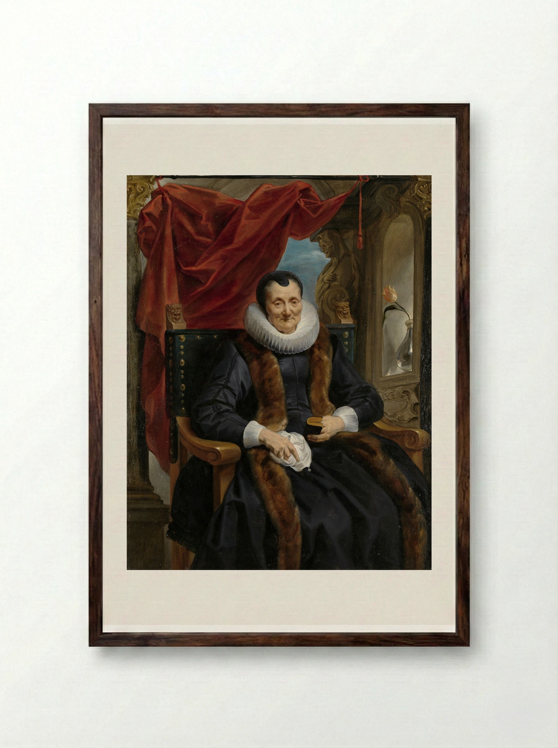 Portrait of Magdalena de Cuyper - Jacob Jordaens - Framed Print Dark Wood