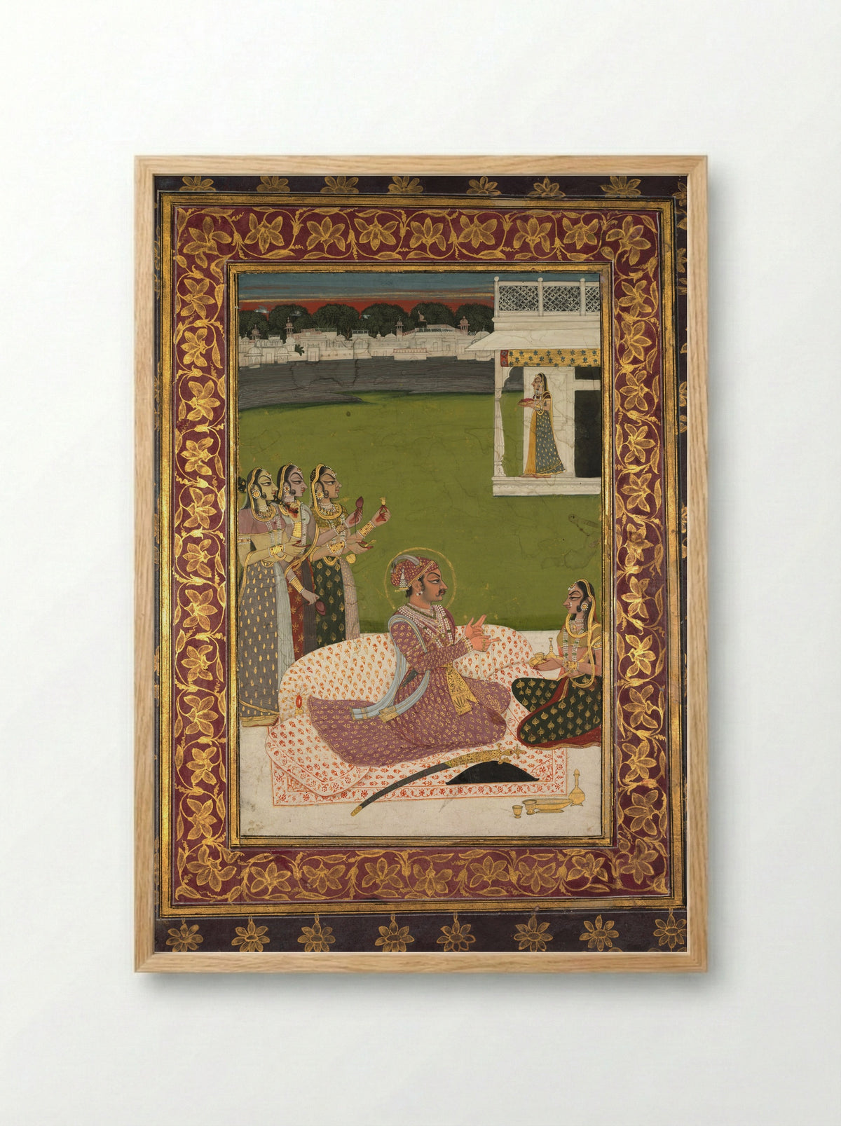 Portrait of Maharaja Savant Singh with Consort, Bani Thani - Nihal Chand - Framed Print Wood