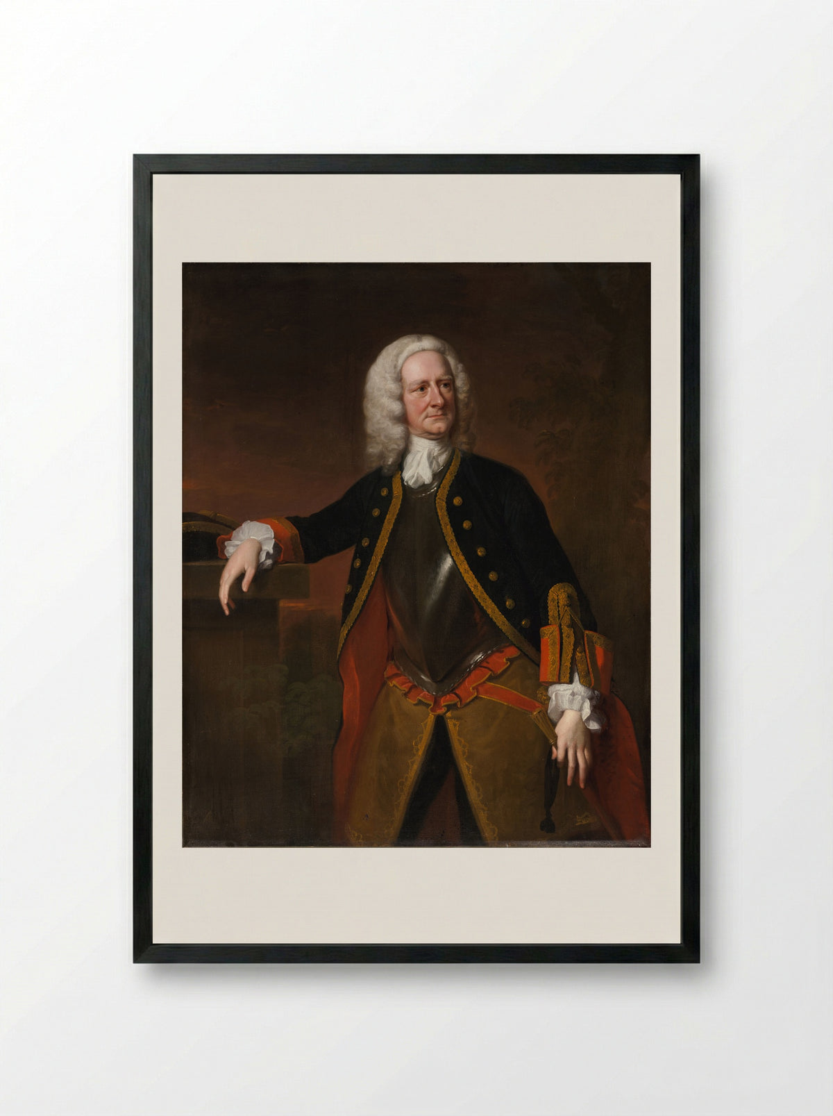 Portrait of Major Foubert - Thomas Hudson - Framed Print Black