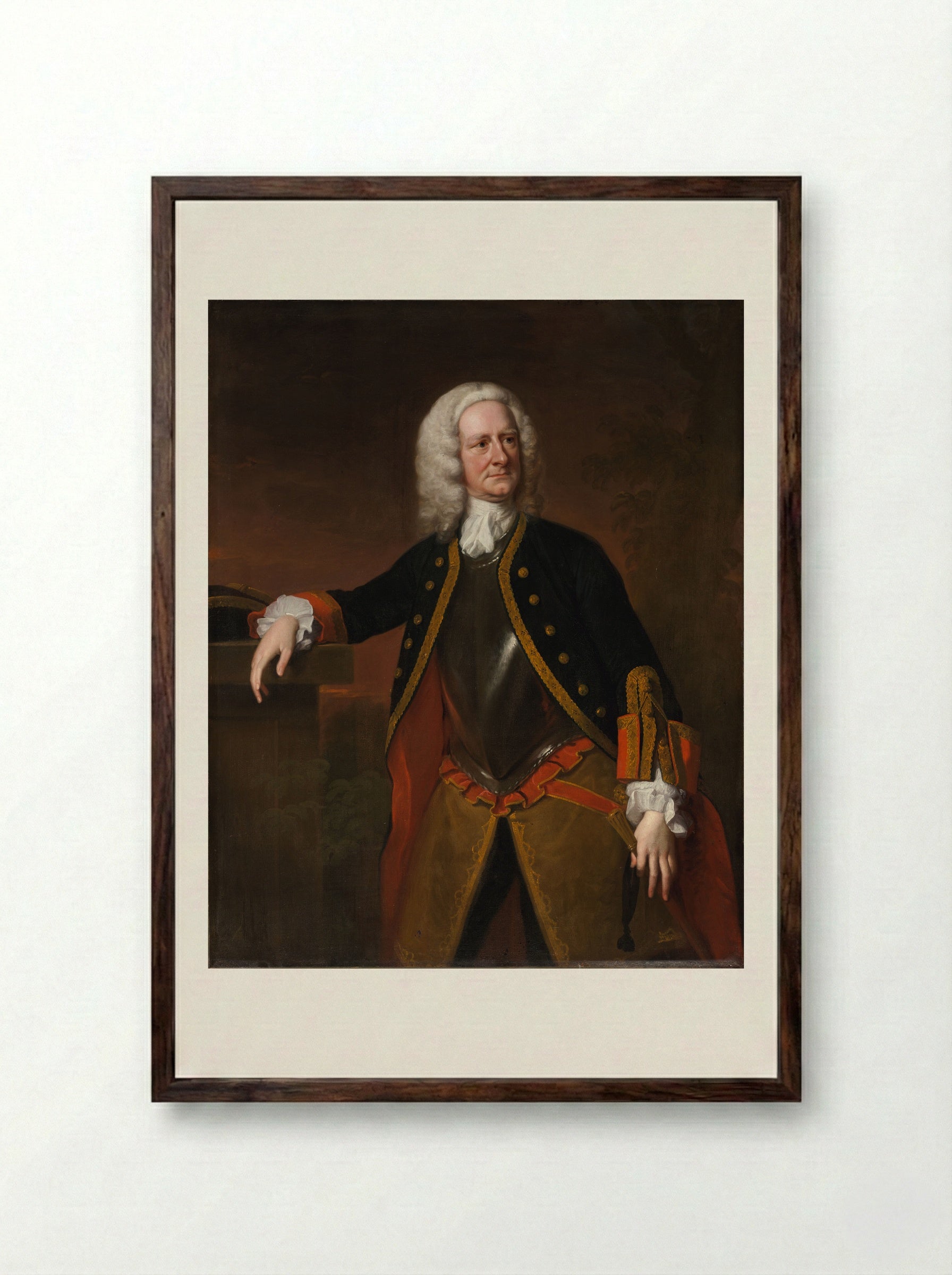 Portrait of Major Foubert - Thomas Hudson - Framed Print Dark Wood