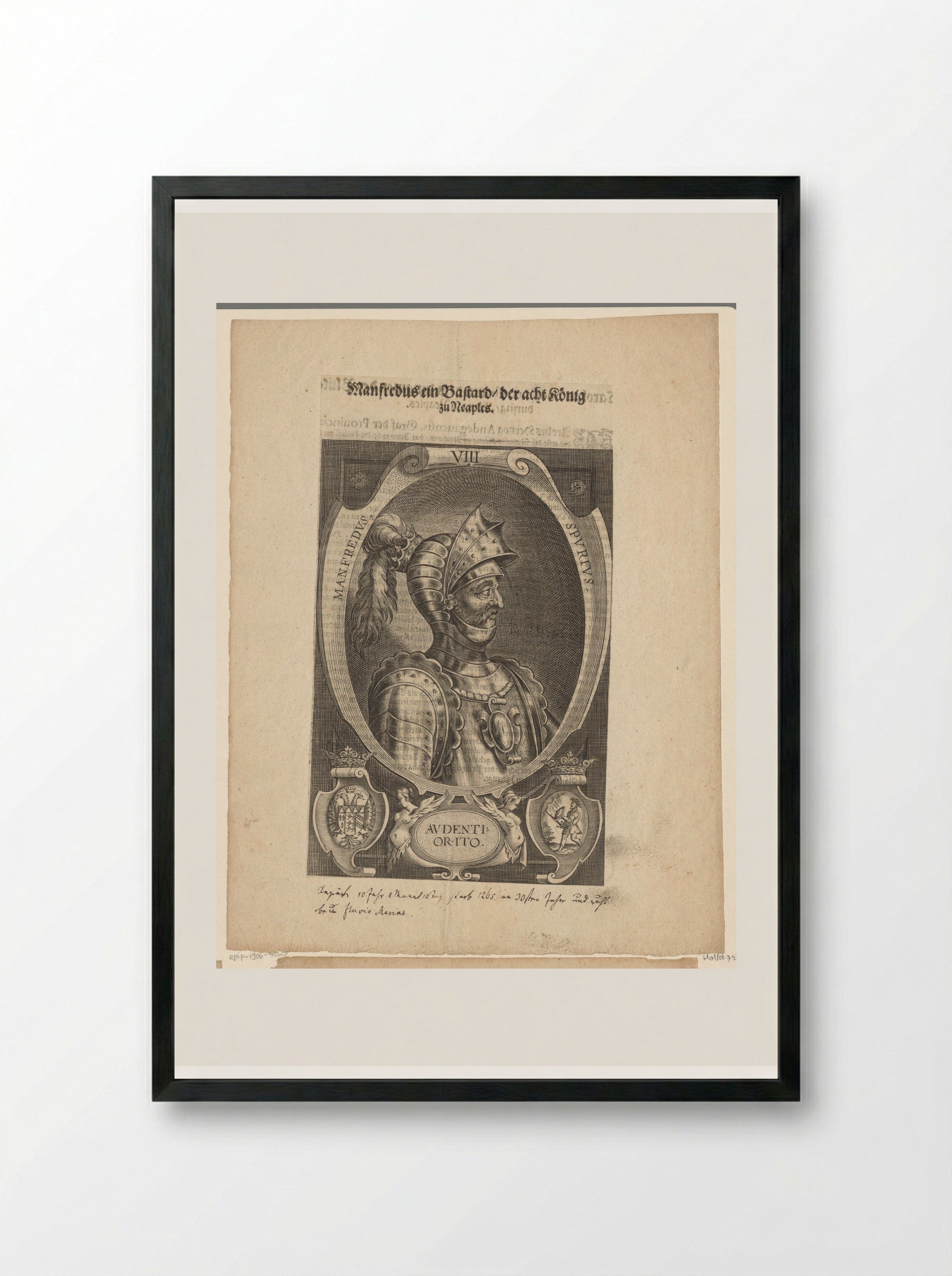 Portrait of Manfred of Sicily - Lucas Kilian - Framed Print Black