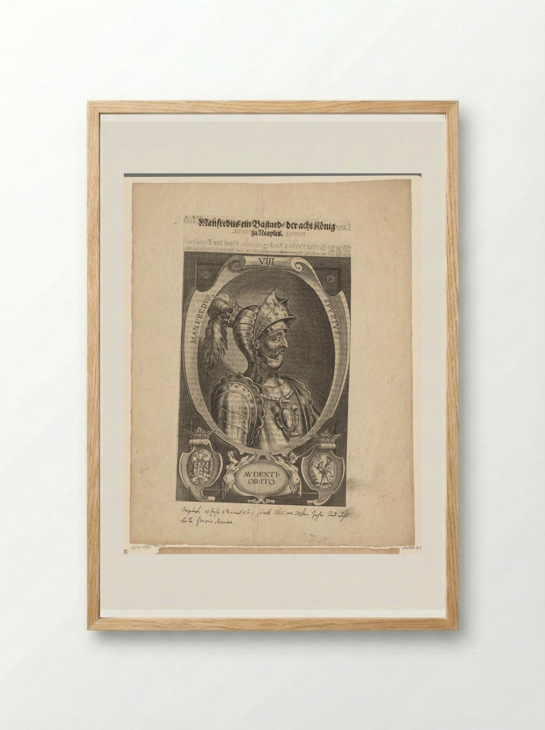 Portrait of Manfred of Sicily - Lucas Kilian - Framed Print Wood