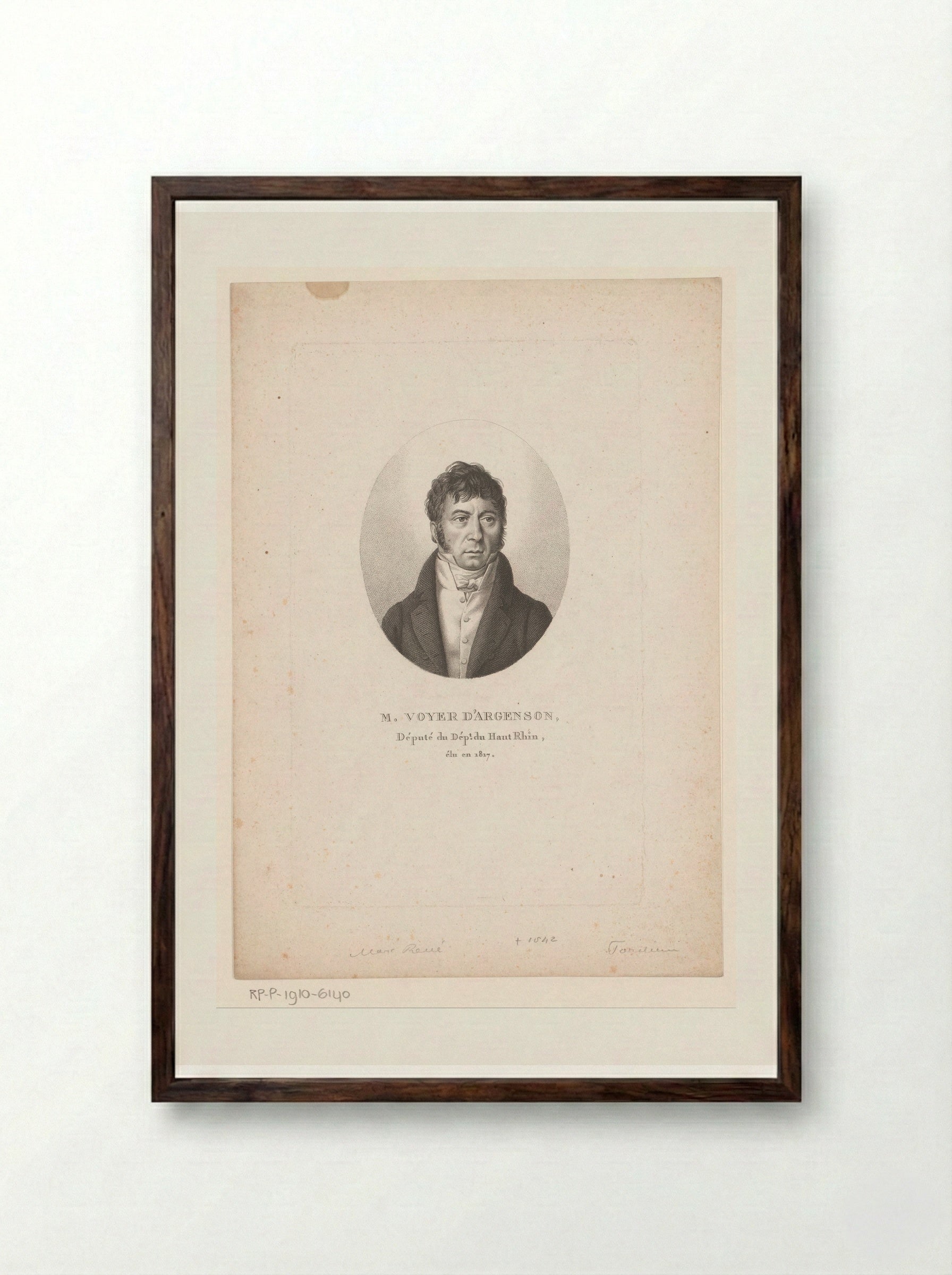 Portrait of Marc-René de Voyer de Paulmy d'Argenson - Ambroise Tardieu - Framed Print Dark Wood