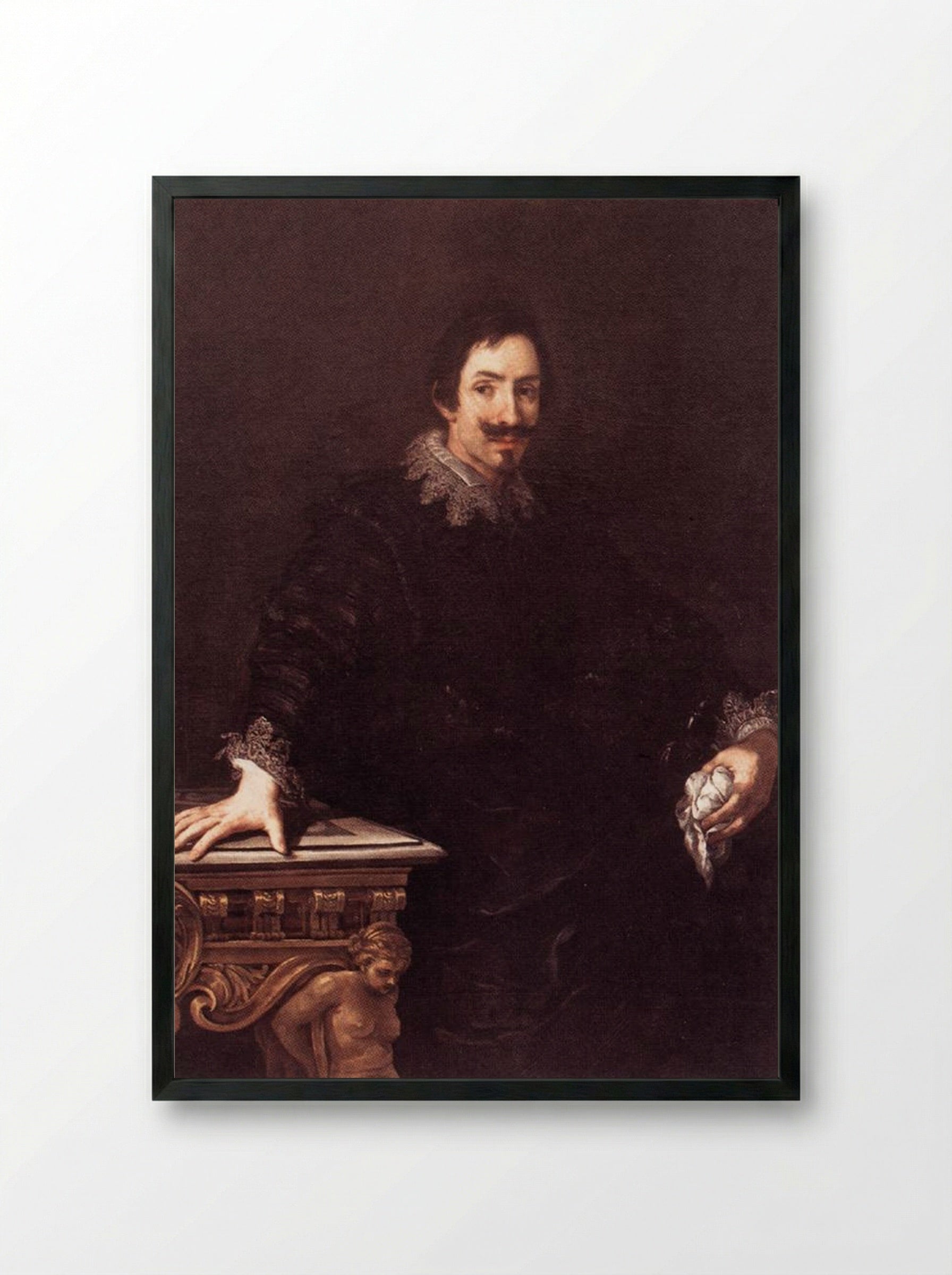Portrait of Marcello Sacchetti - Pietro da Cortona - Framed Print Black