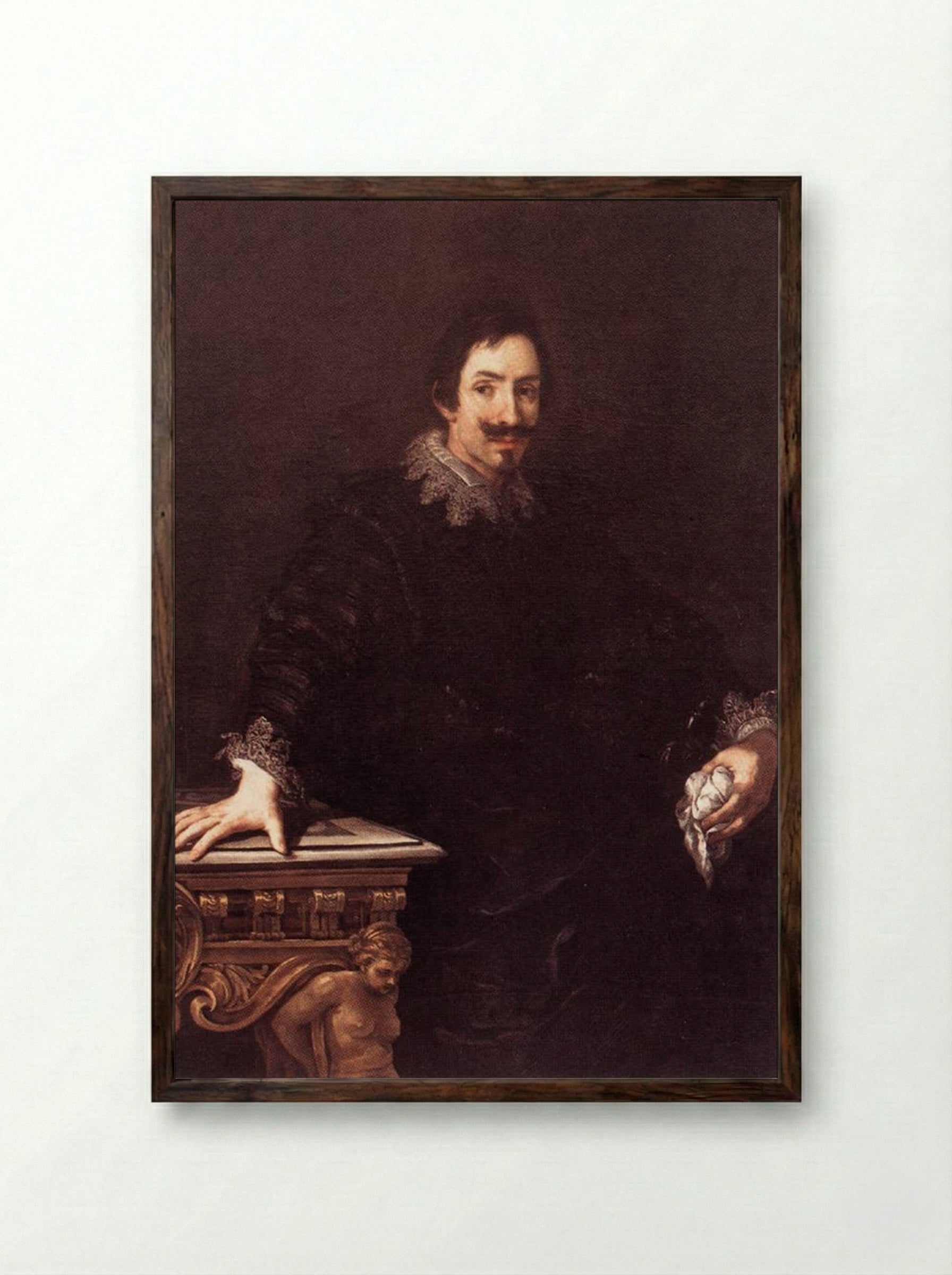 Portrait of Marcello Sacchetti - Pietro da Cortona - Framed Print Dark Wood