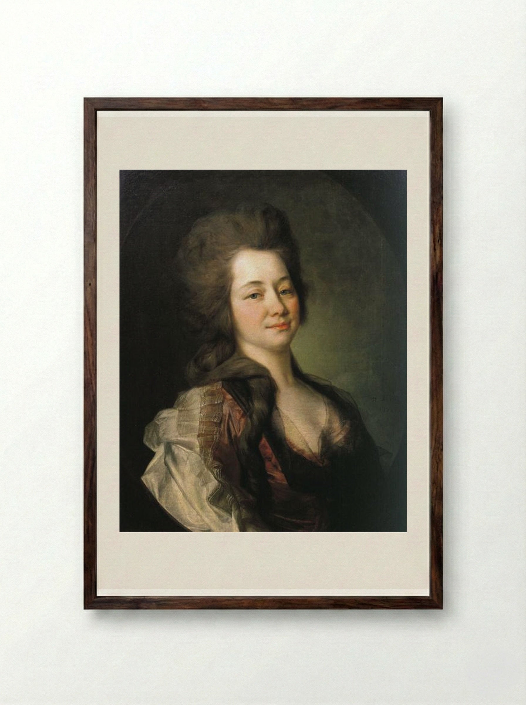 Portrait of Maria Alexeevna Lvova - Dmitry Levitzky - Framed Print Dark Wood