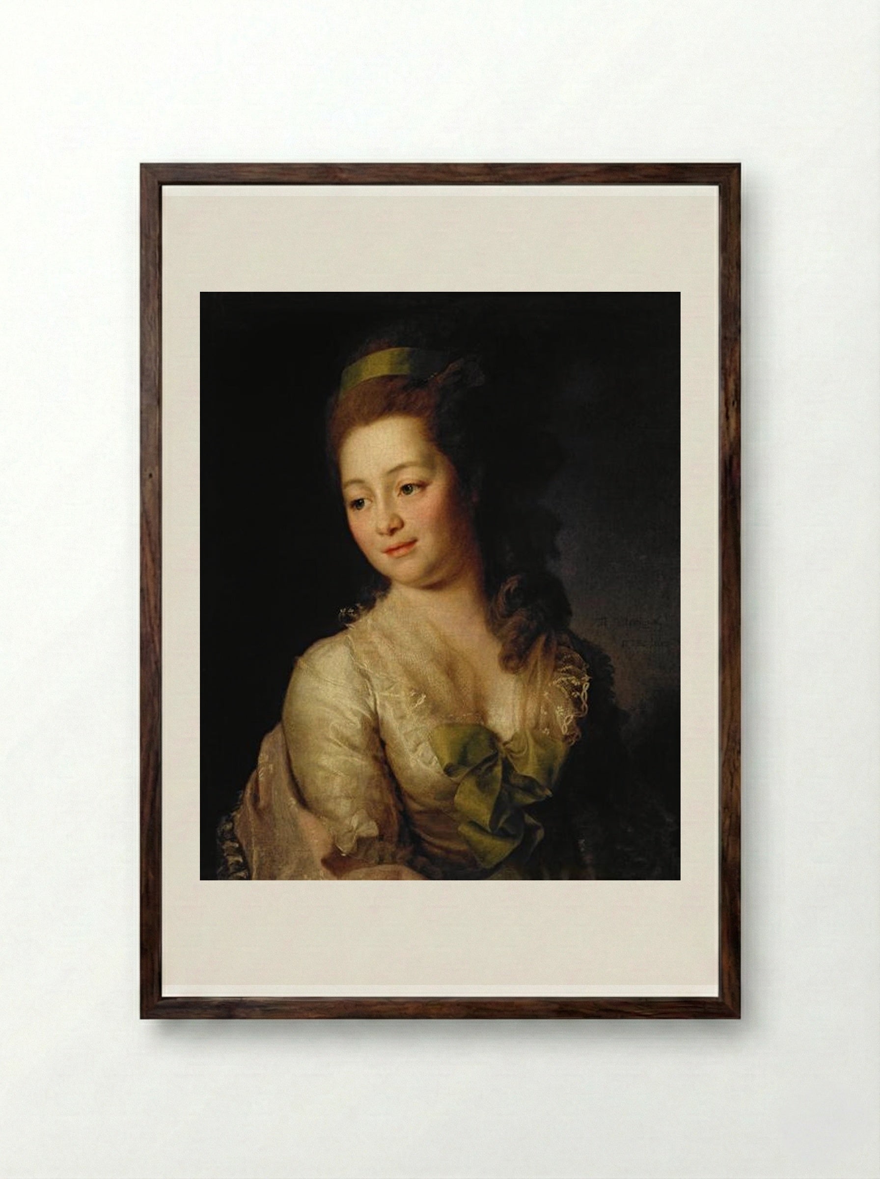 Portrait of Maria Dyakova - Dmitry Levitzky - Framed Print Dark Wood