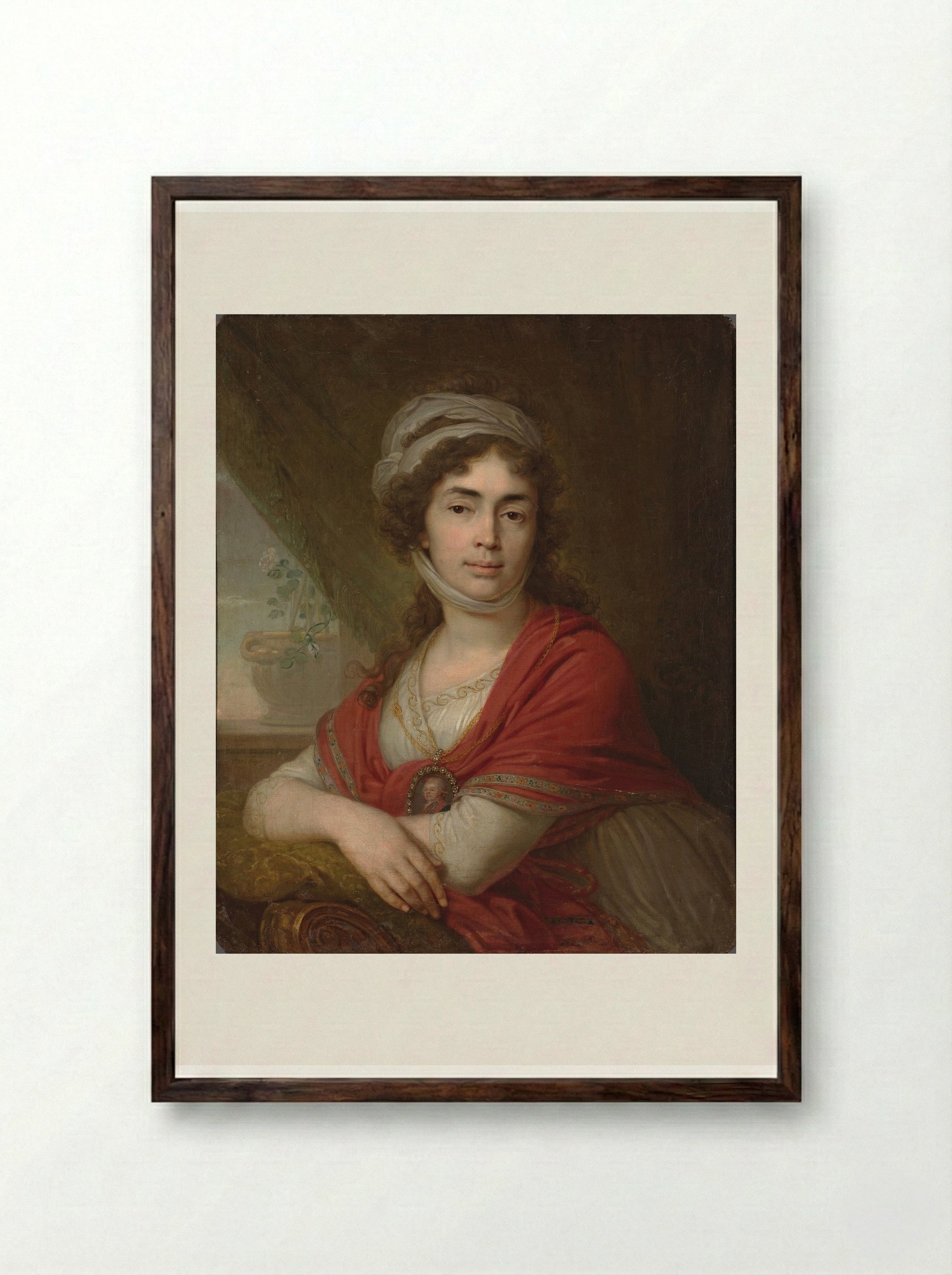 Portrait of Maria Norova - Vladimir Borovikovsky - Framed Print Dark Wood