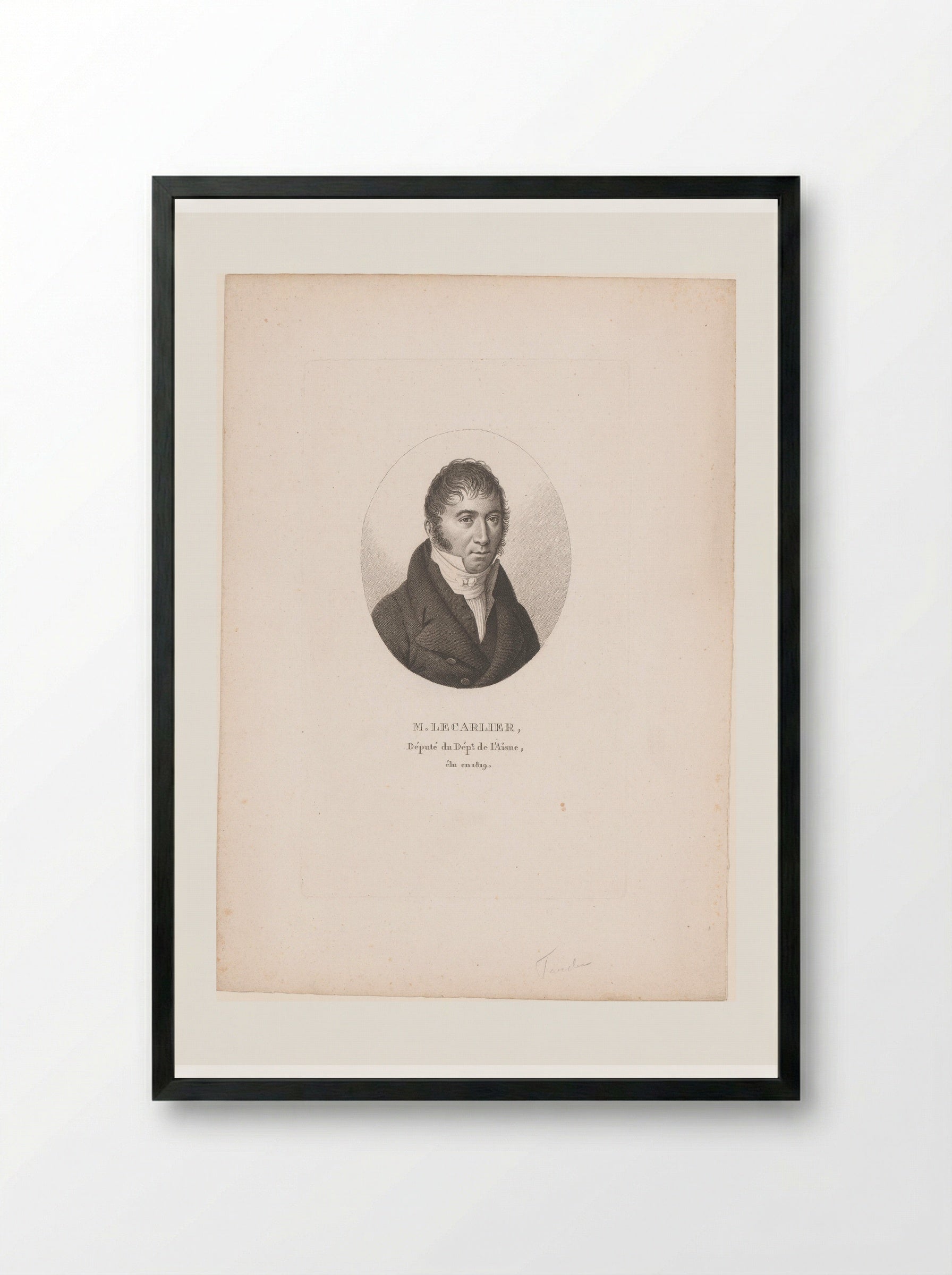 Portrait of Marie Charles Henri Philibert Le Carlier d'Ardon - Ambroise Tardieu - Framed Print Black