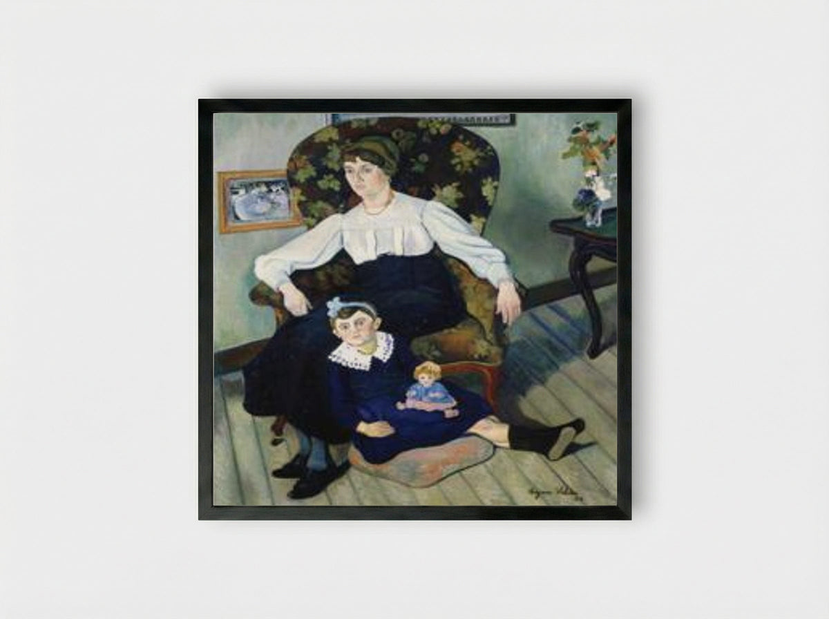 Portrait of Marie Coca and her Daughter - Suzanne Valadon - Framed Print Black