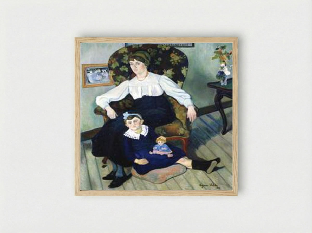 Portrait of Marie Coca and her Daughter - Suzanne Valadon - Framed Print Wood
