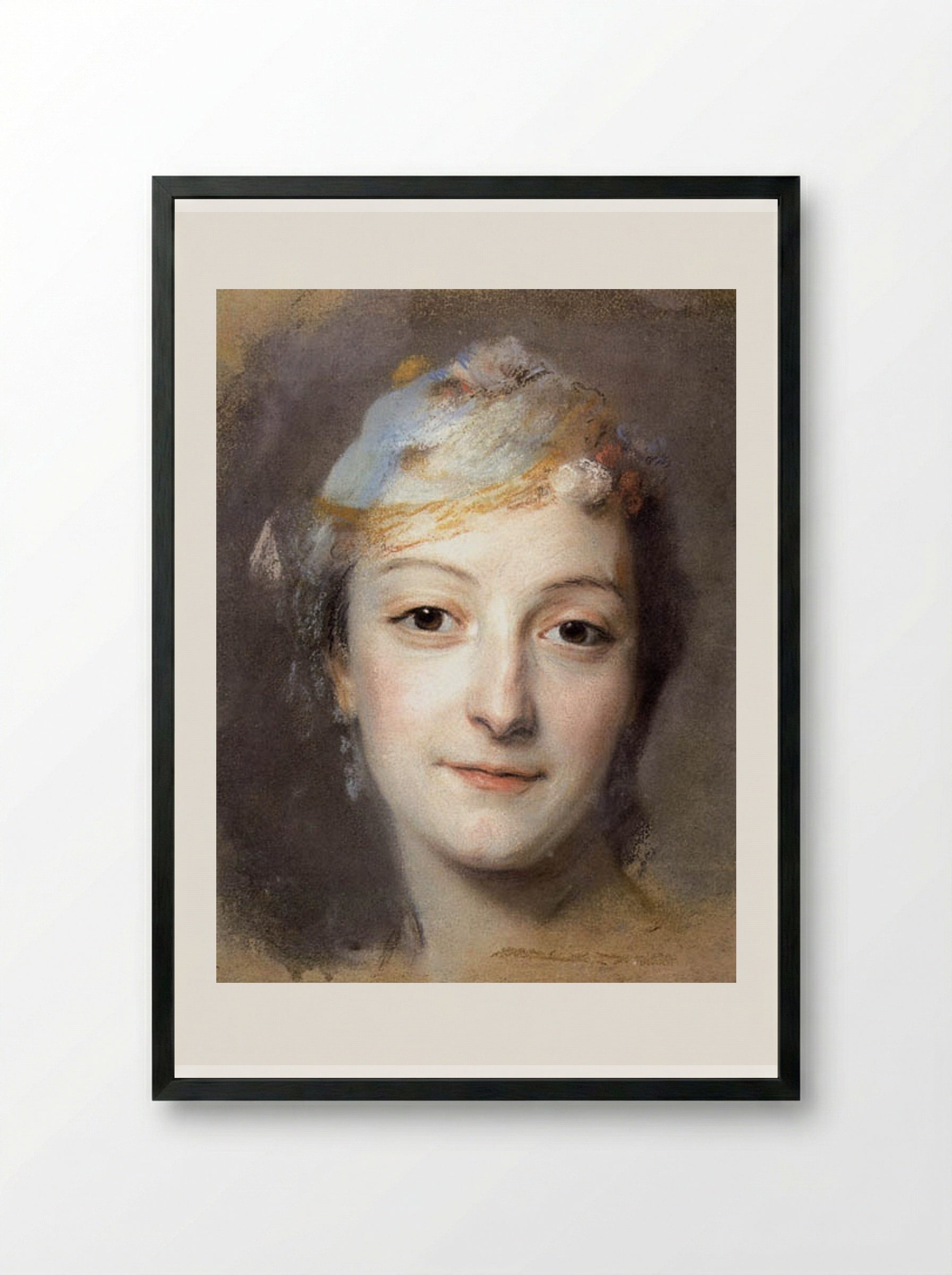 Portrait of Marie Fel - Maurice Quentin de La Tour - Framed Print Black