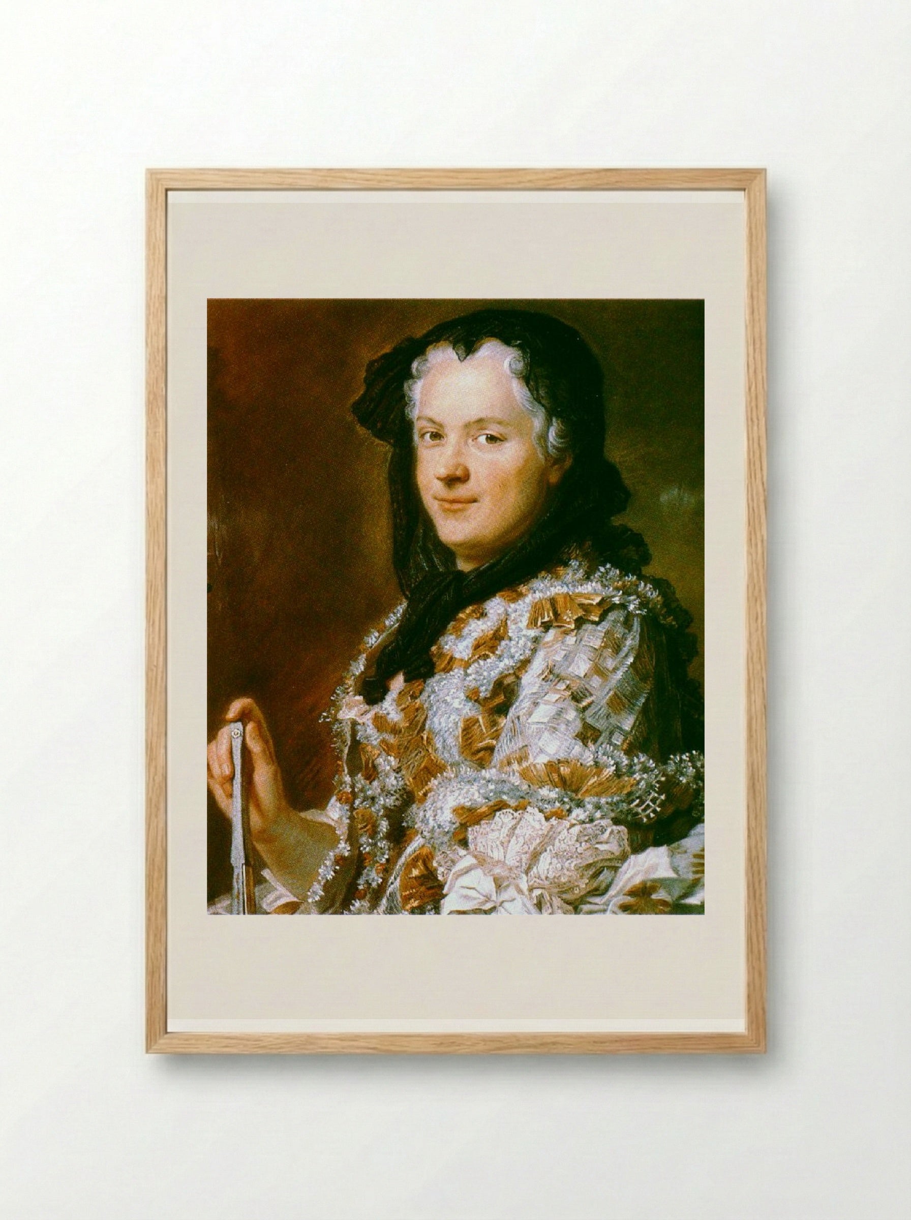 Portrait of Marie Leszczyńska, Queen of France - Maurice Quentin de La Tour - Framed Print Wood