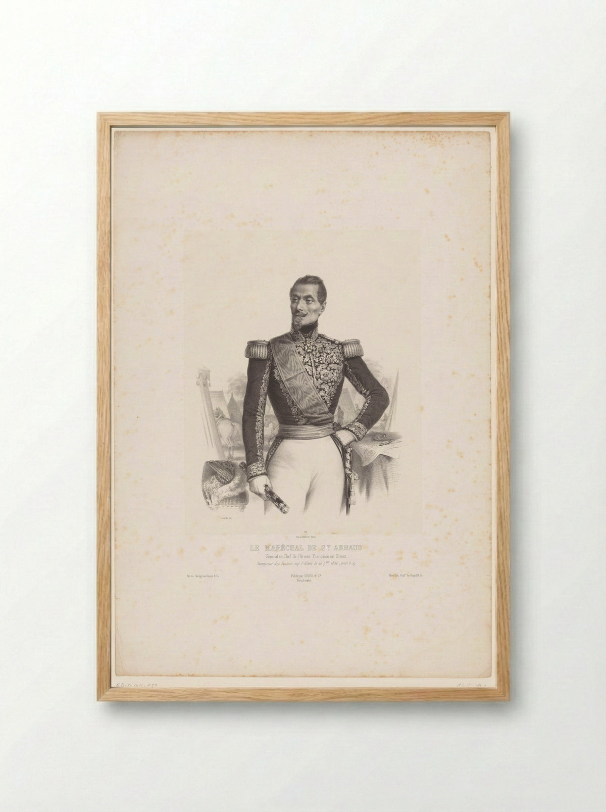 Portrait of Marshal Jacques Leroy de Saint Arnaud - Marie Alexandre Alophe - Framed Print Wood
