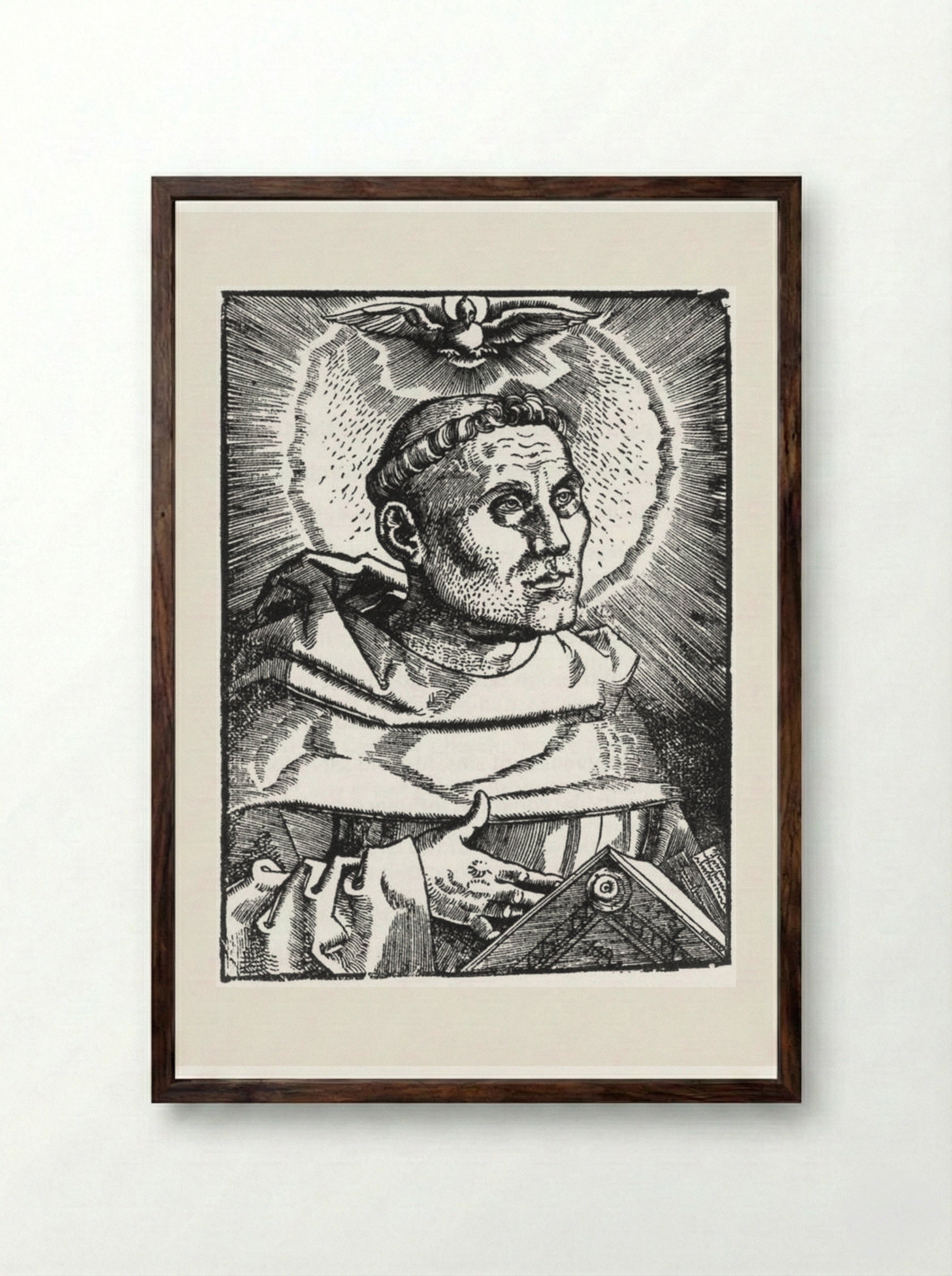 Portrait of Martin Luther - Hans Baldung - Framed Print Dark Wood