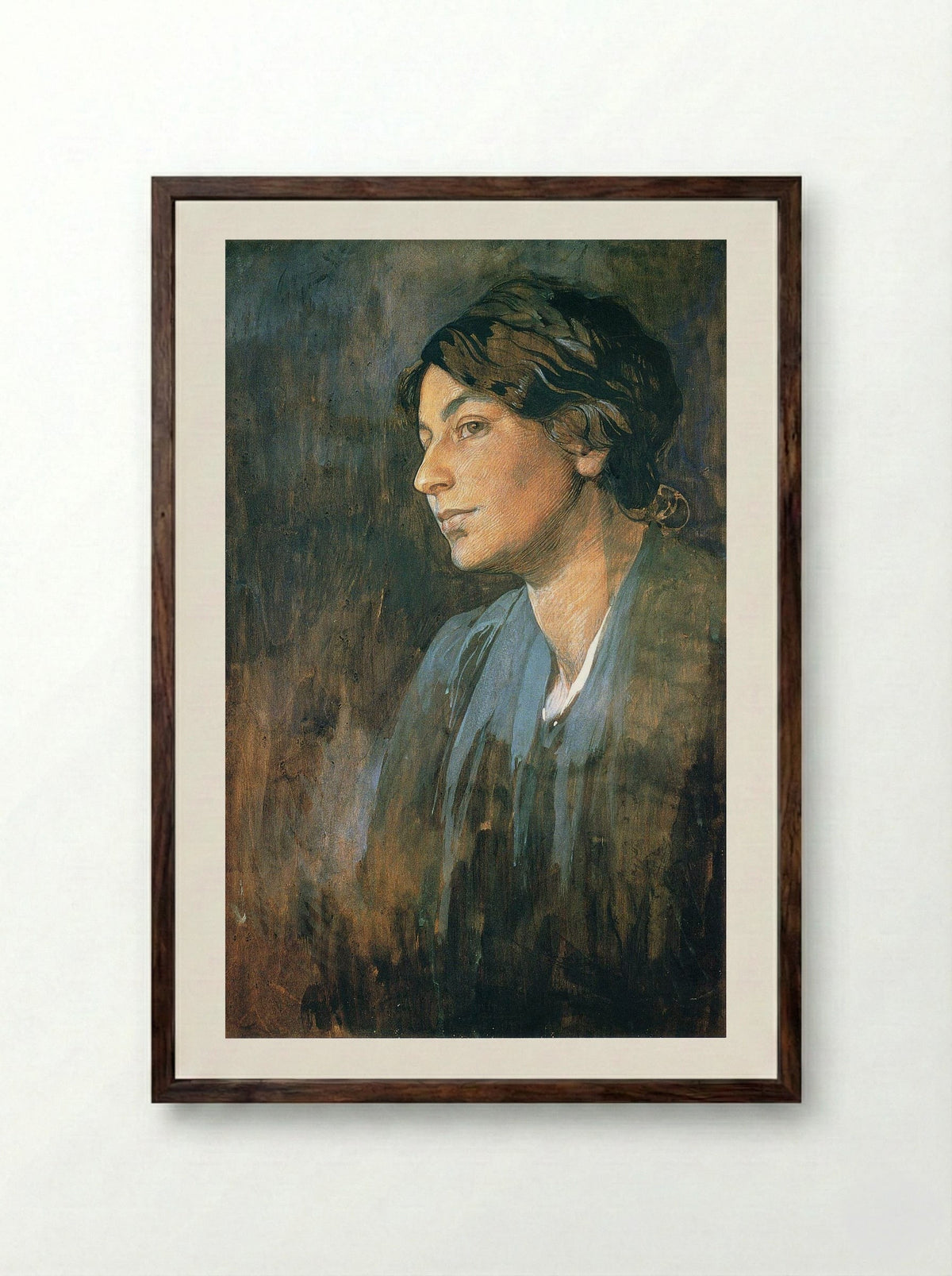 Portrait of Marushka, Artist's Wife - Alphonse Mucha - Framed Print Dark Wood