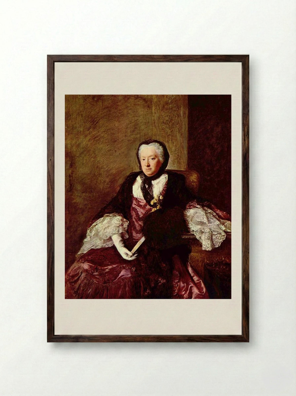 Portrait of Mary Atkins (Mrs. Martin) - Allan Ramsay - Framed Print Dark Wood