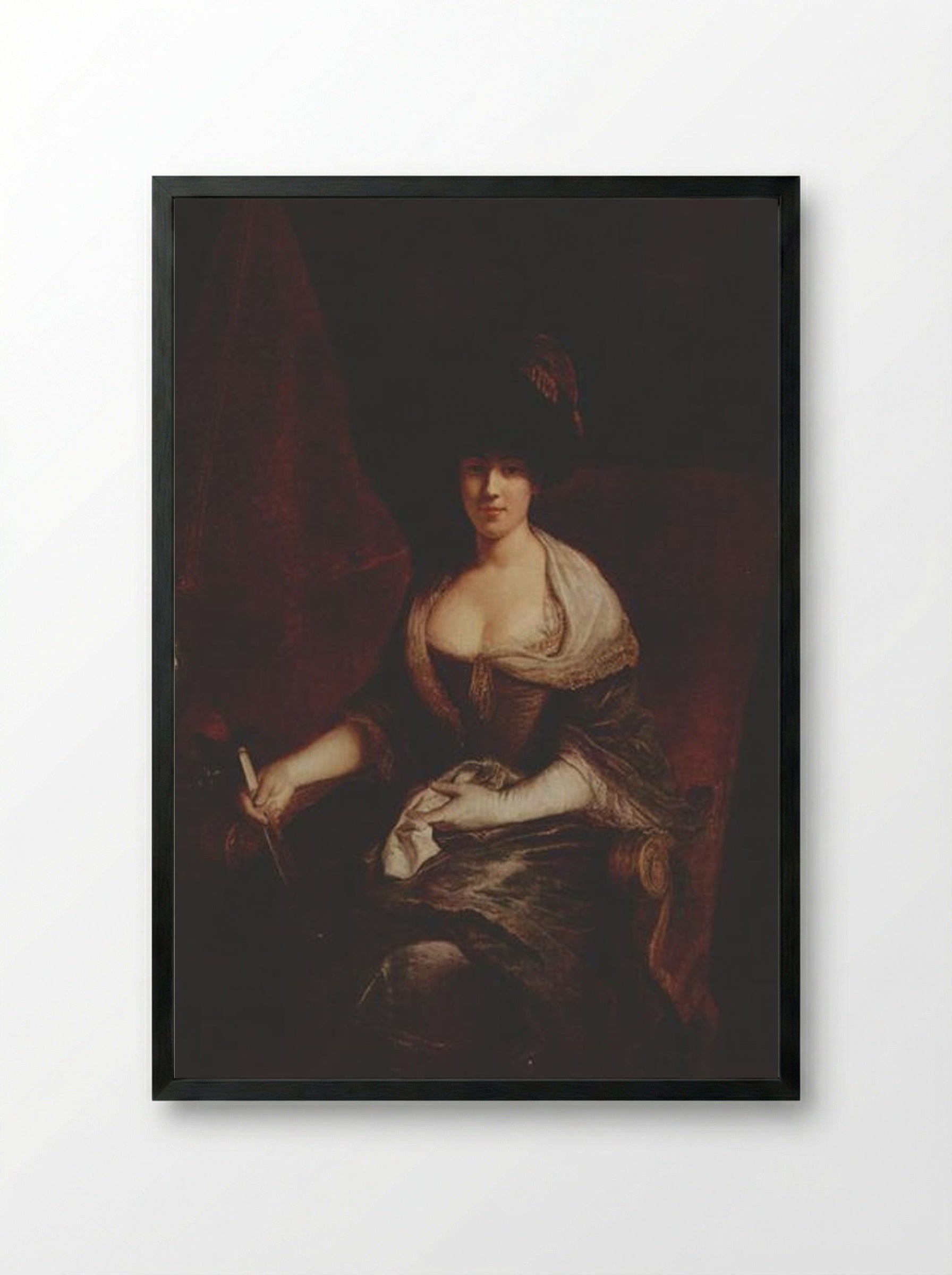 Portrait of Mary Susanne Dinglinger, born Gutermann - Antoine Pesne - Framed Print Black