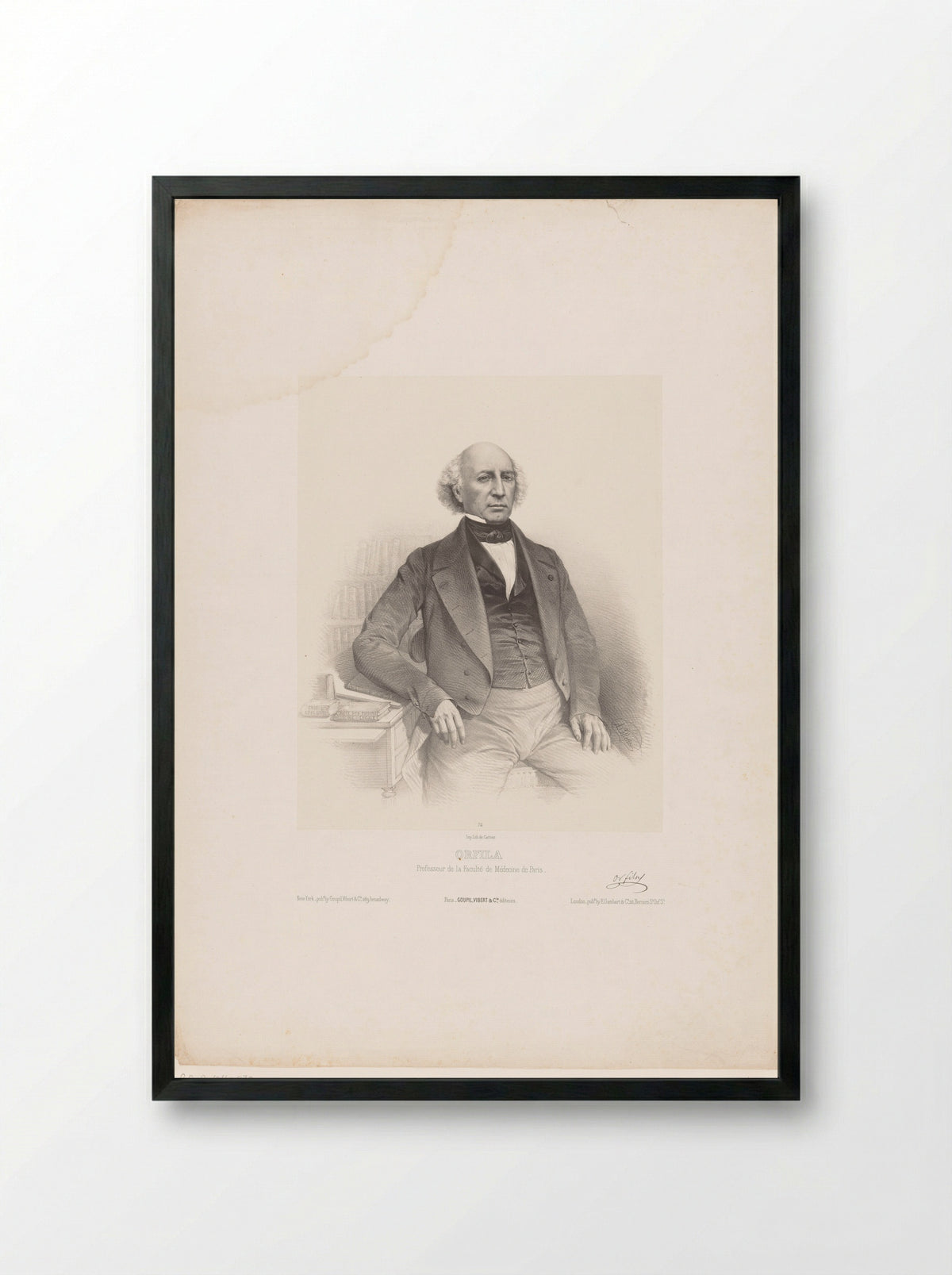 Portrait of Mathieu Orfila - Marie Alexandre Alophe - Framed Print Black
