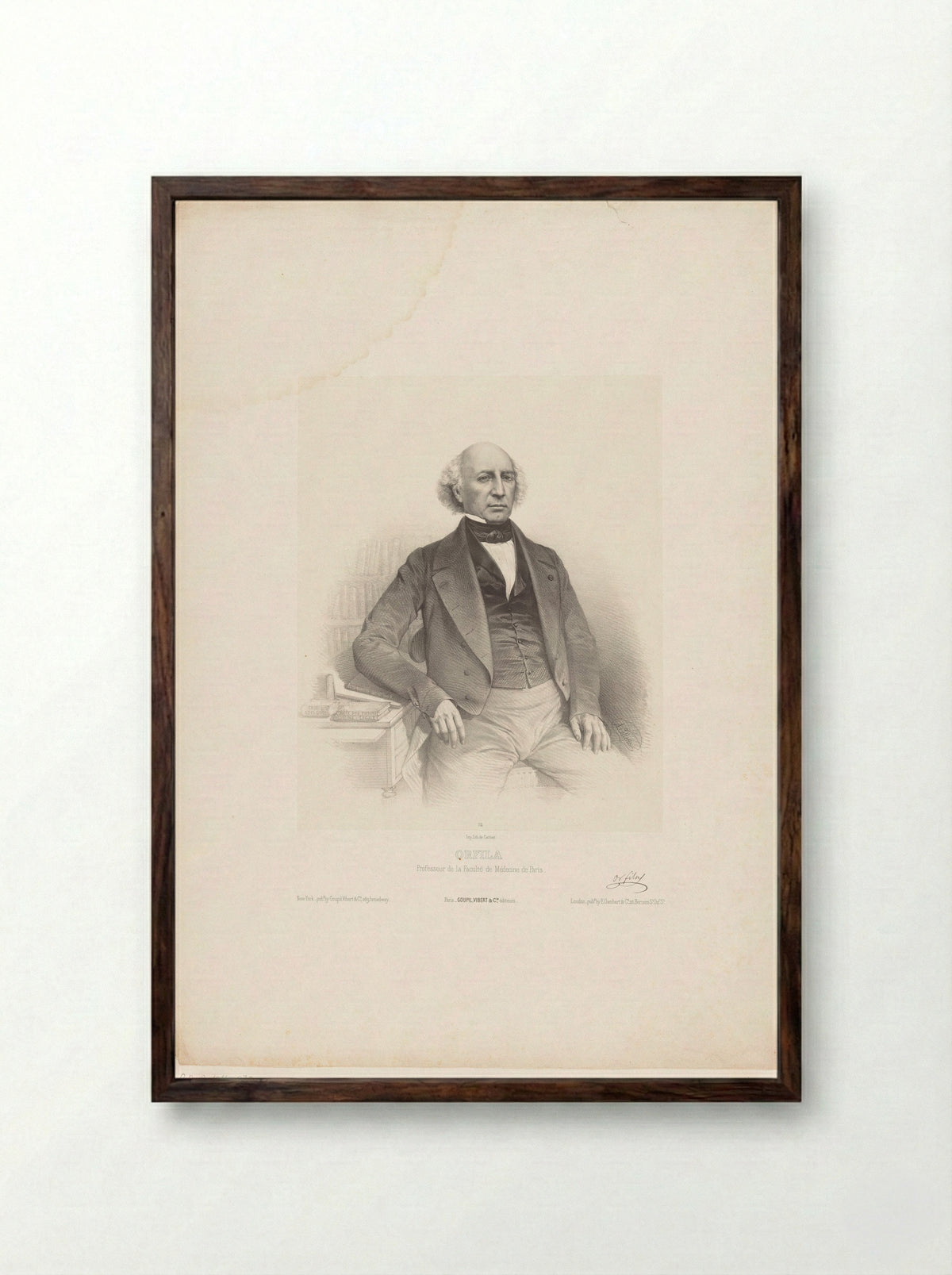 Portrait of Mathieu Orfila - Marie Alexandre Alophe - Framed Print Dark Wood