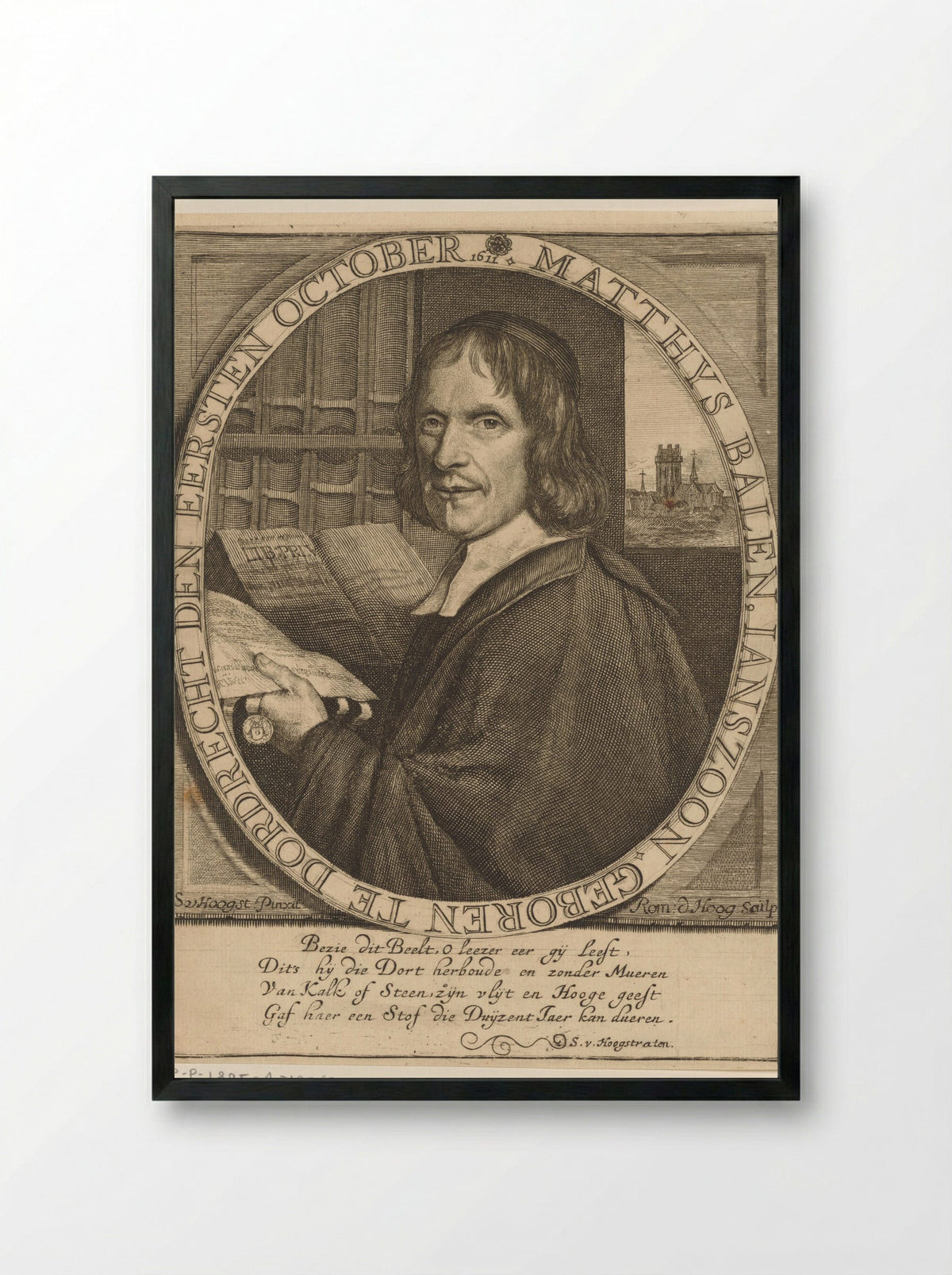 Portrait of Matthijs Balen - Romeyn de Hooghe - Framed Print Black