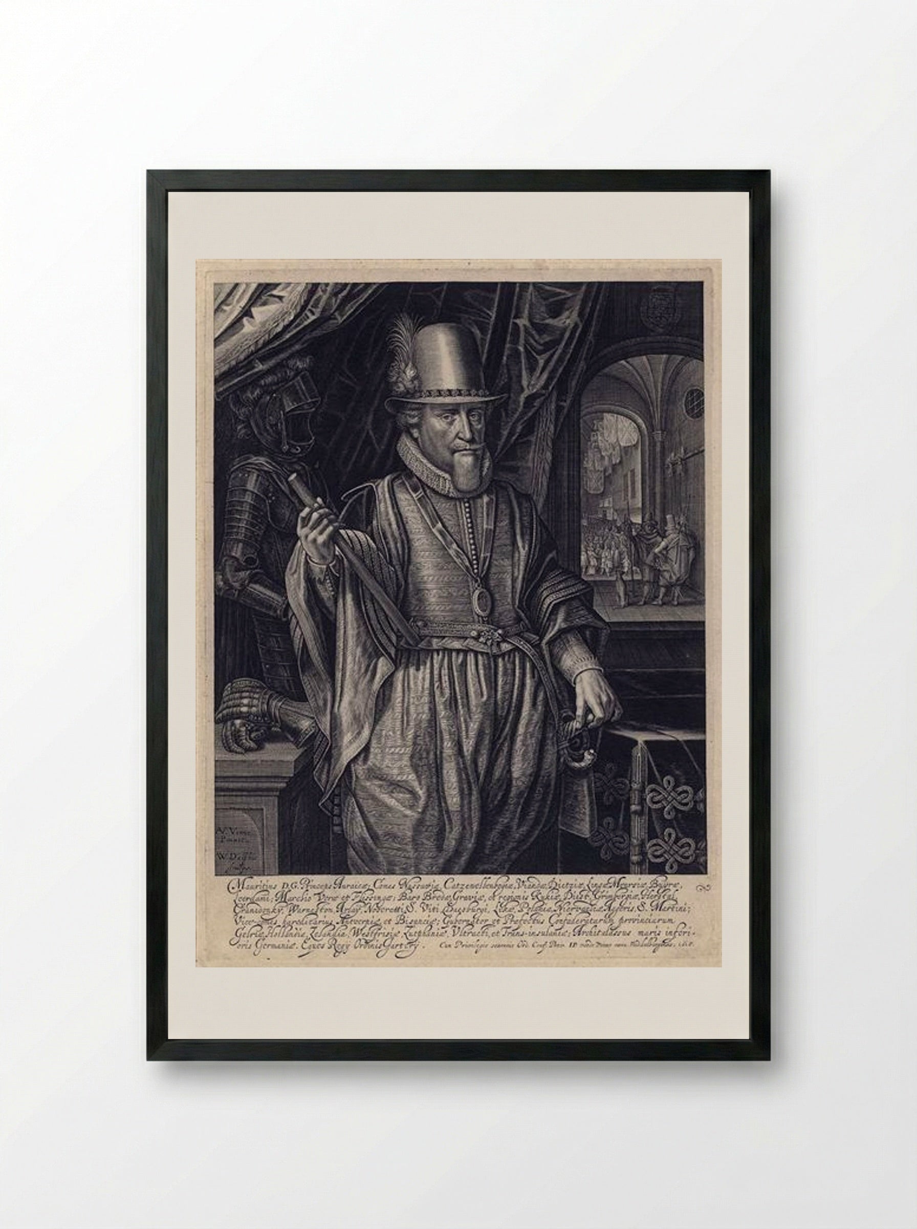 Portrait of Maurice, Prince of Orange - Adriaen van de Venne - Framed Print Black