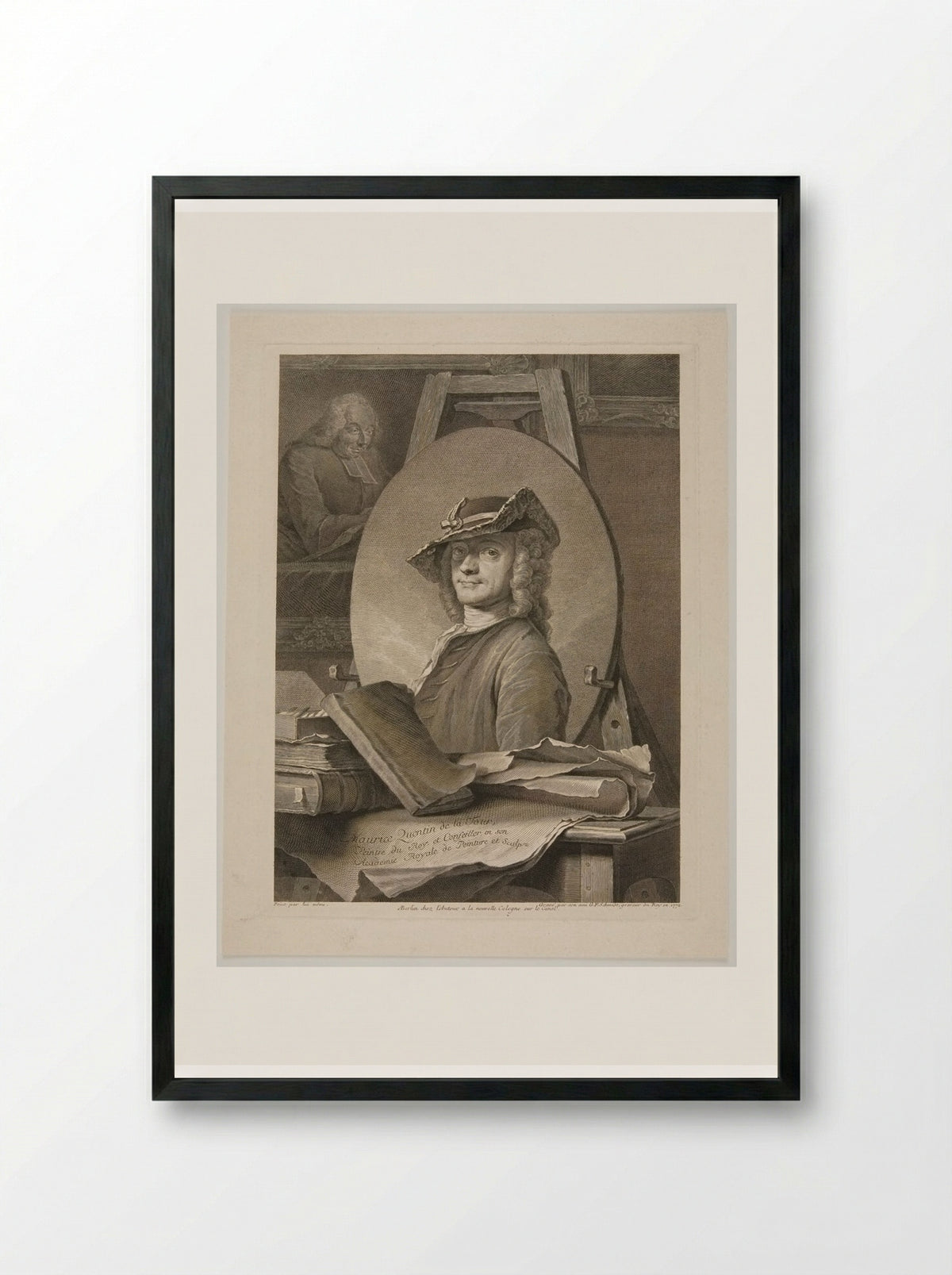 Portrait of Maurice Quentin de La Tour - Georg Friedrich Schmidt - Framed Print Black