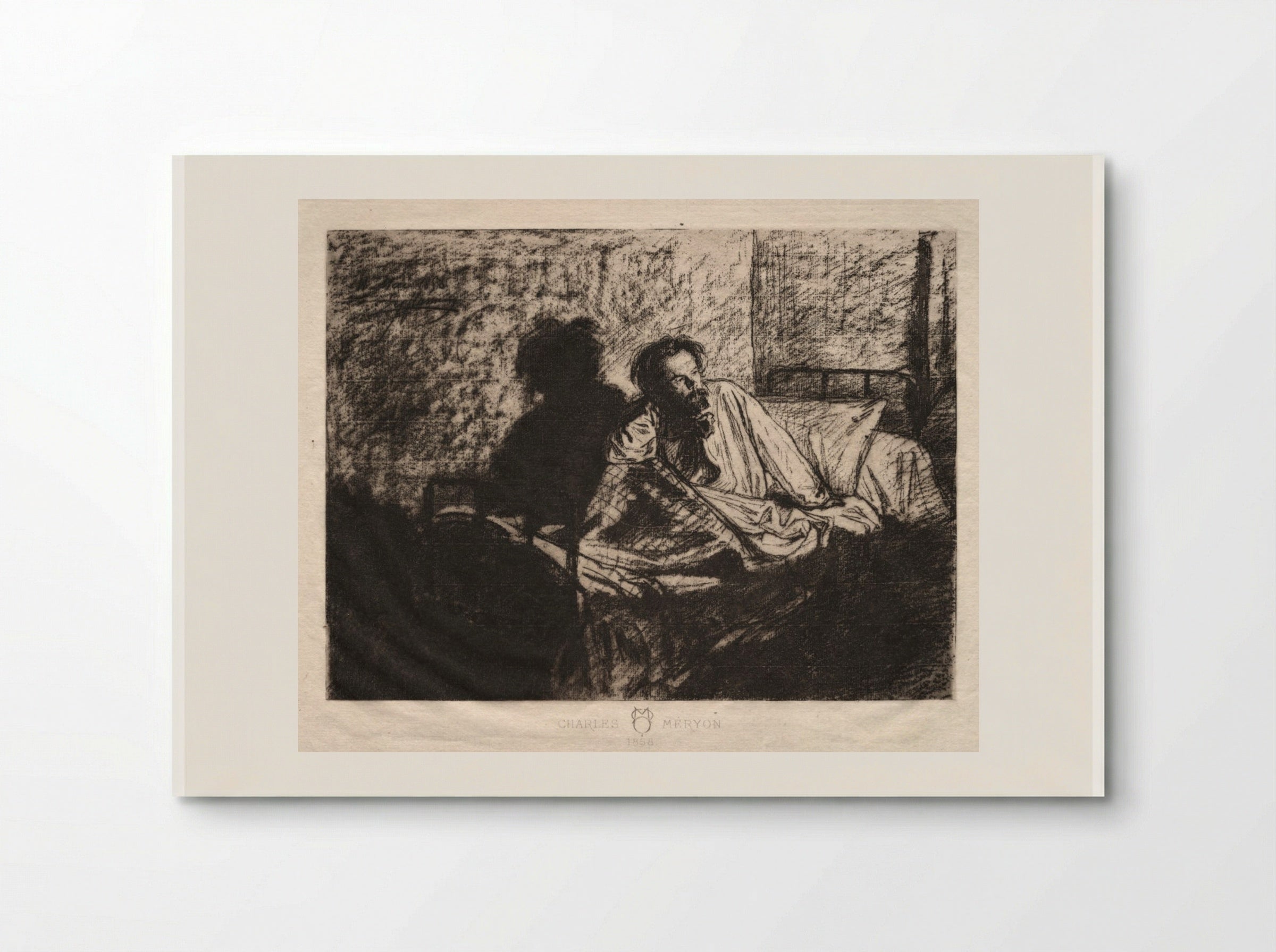 Portrait of Meryon Sitting Up in Bed - Léopold Flameng - Poster