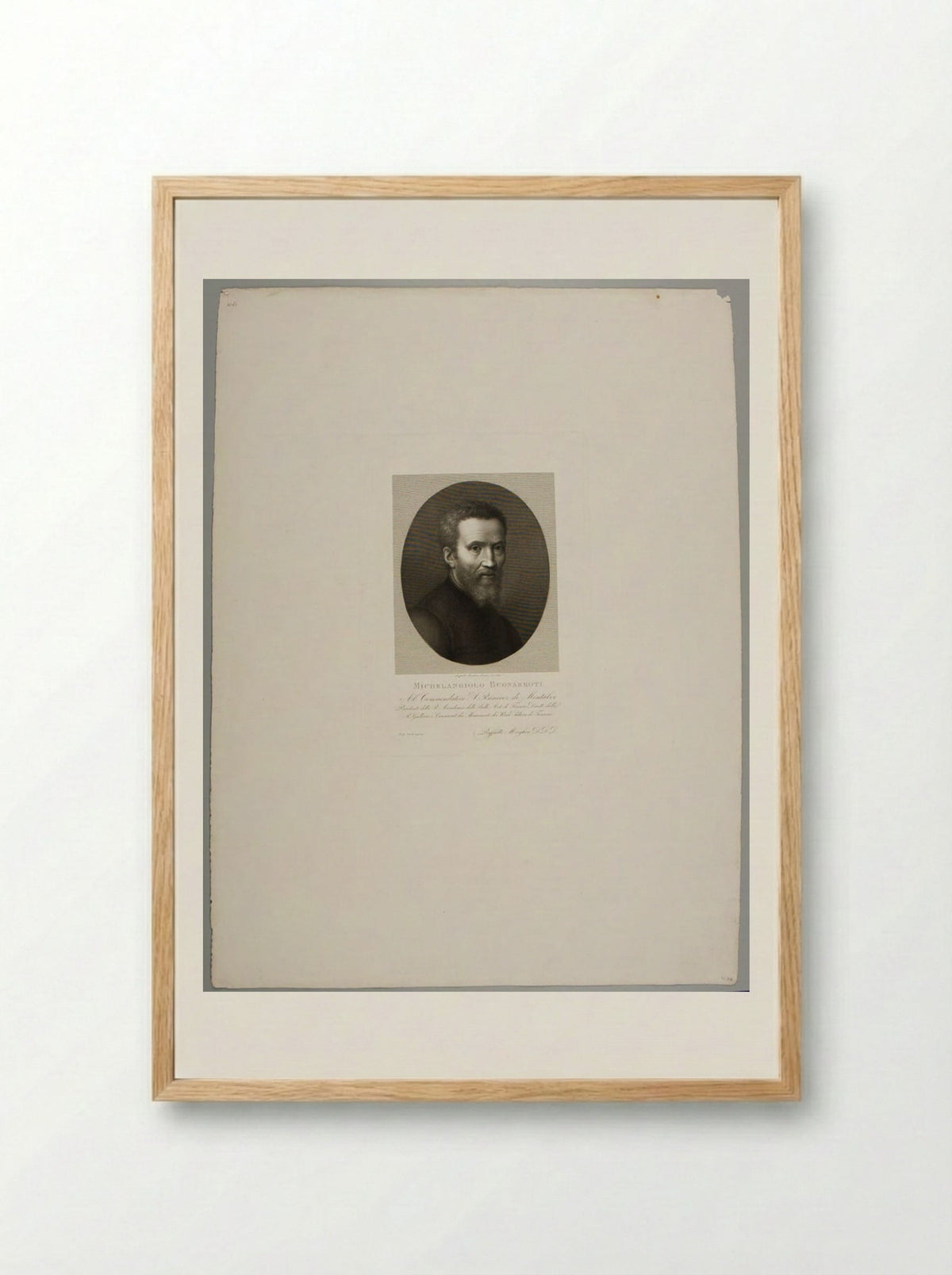 Portrait of Michelangelo Buonarroti - Raphael Morghen - Framed Print Wood
