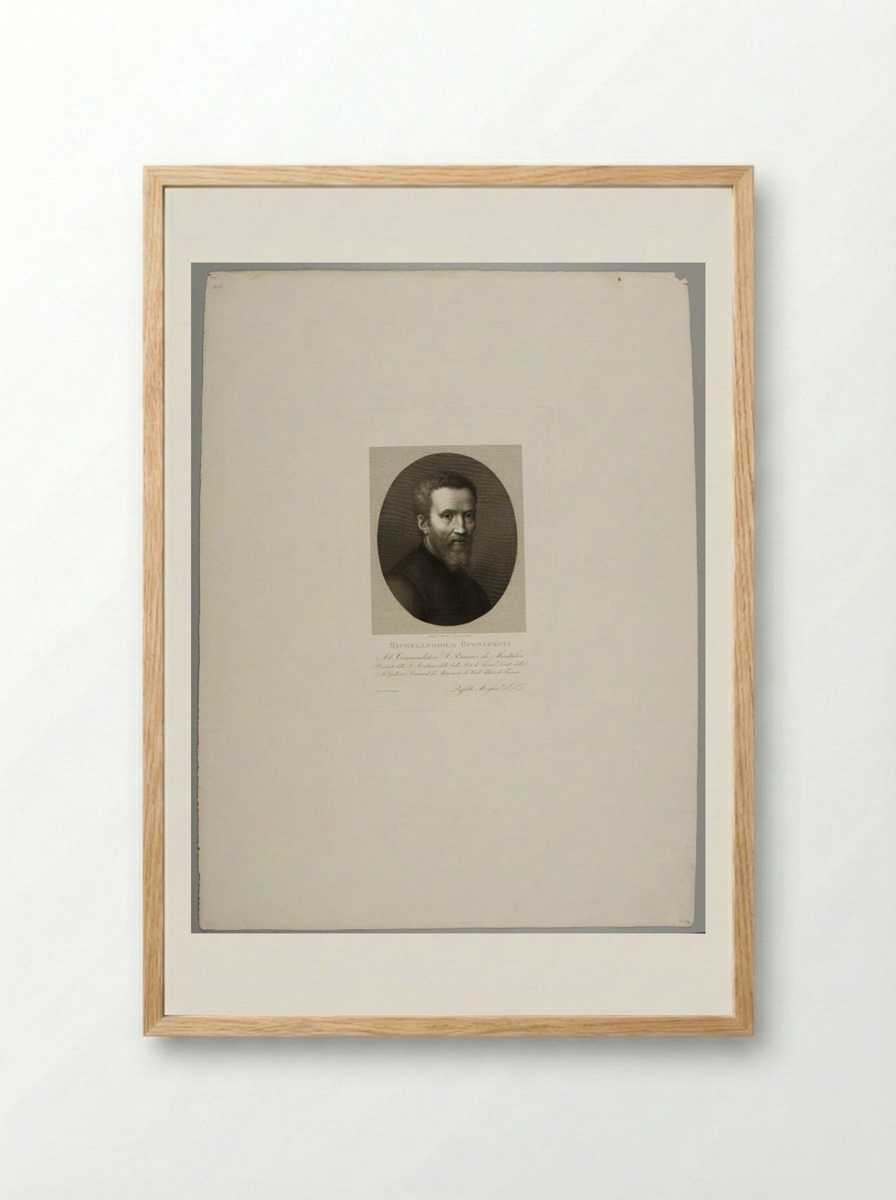 Portrait of Michelangelo Buonarroti - Raphael Morghen - Framed Print Wood