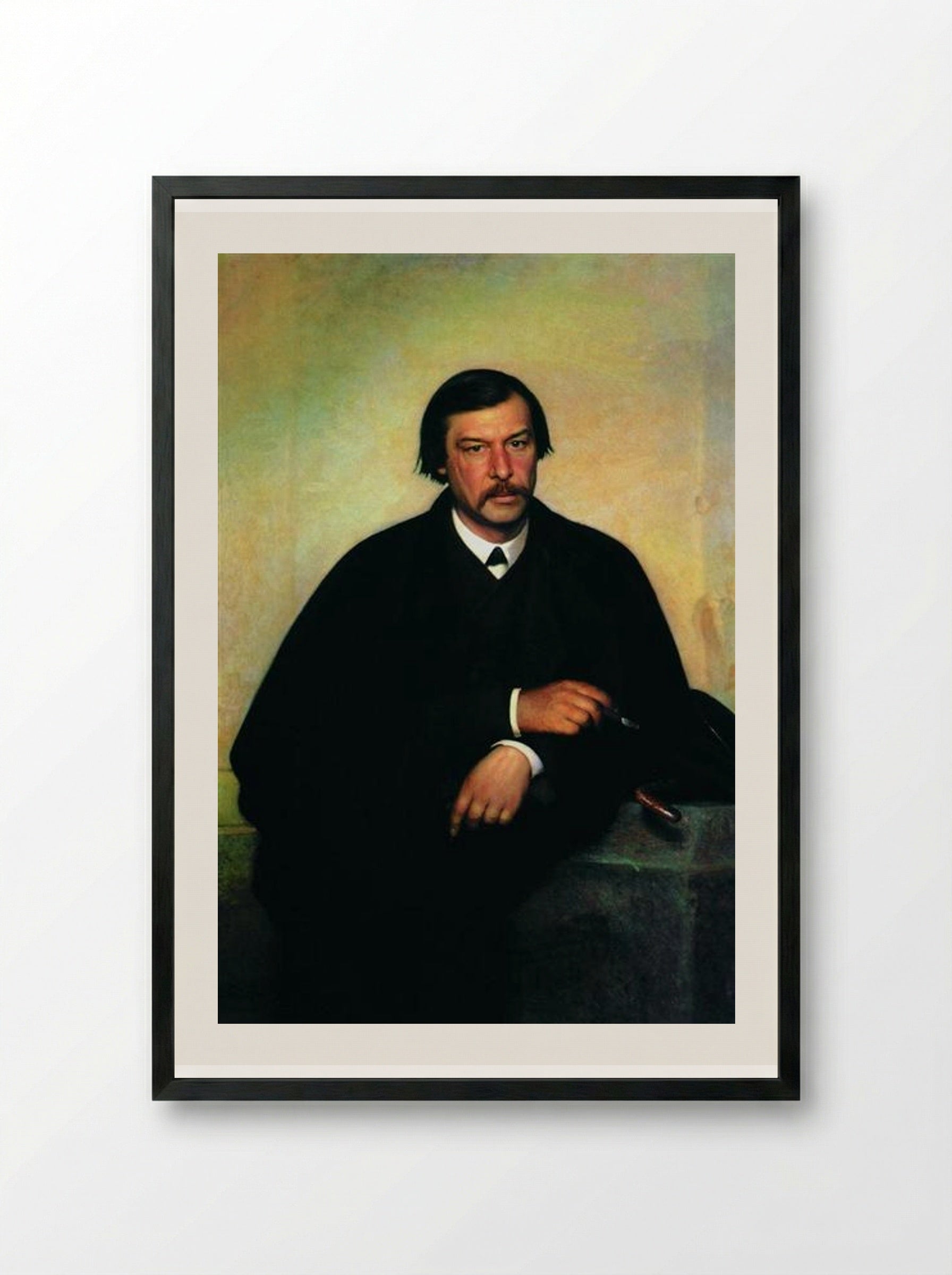 Portrait of Mikhail Borisovich Tulinov - Ivan Kramskoy - Framed Print Black