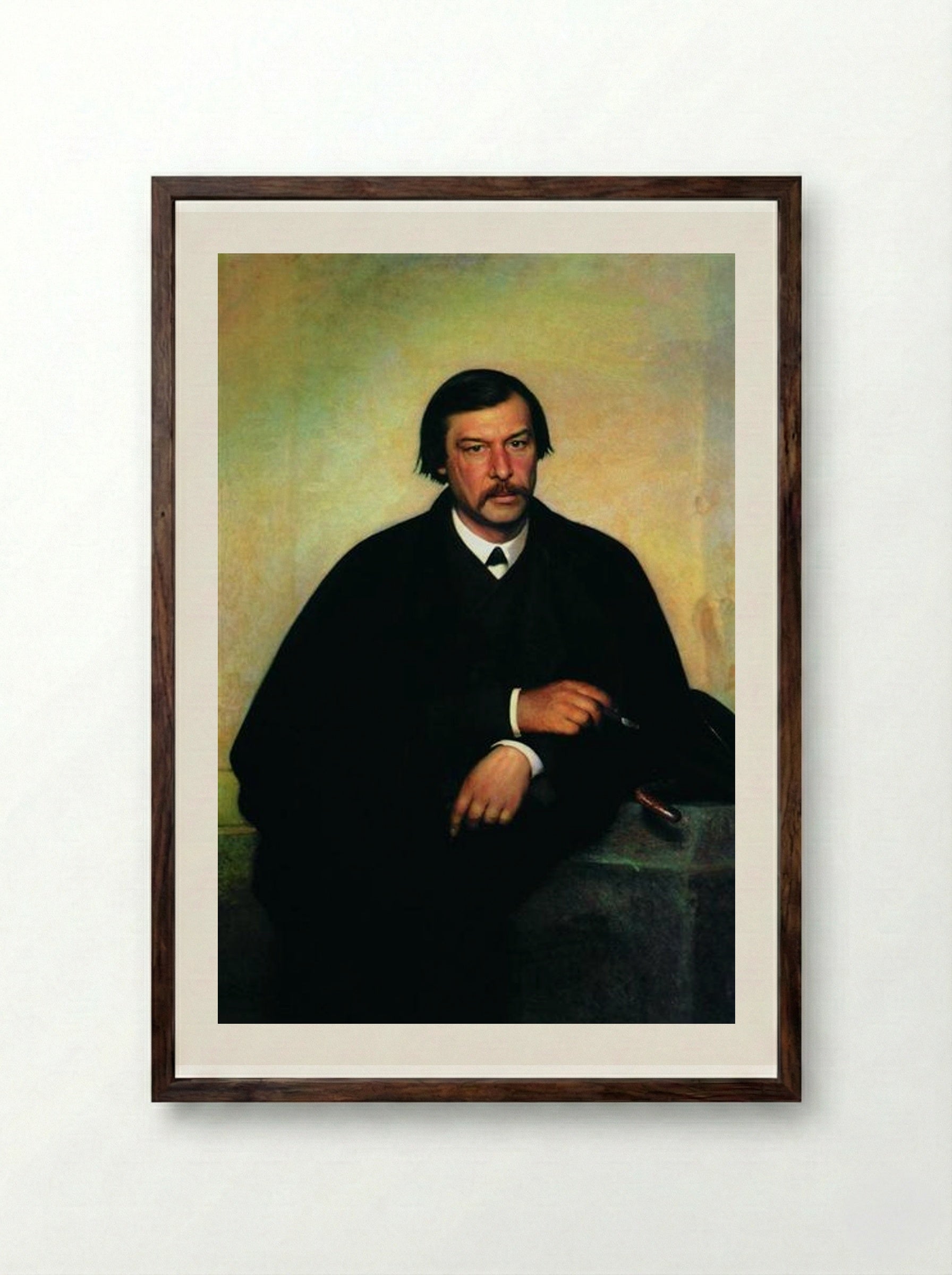 Portrait of Mikhail Borisovich Tulinov - Ivan Kramskoy - Framed Print Dark Wood