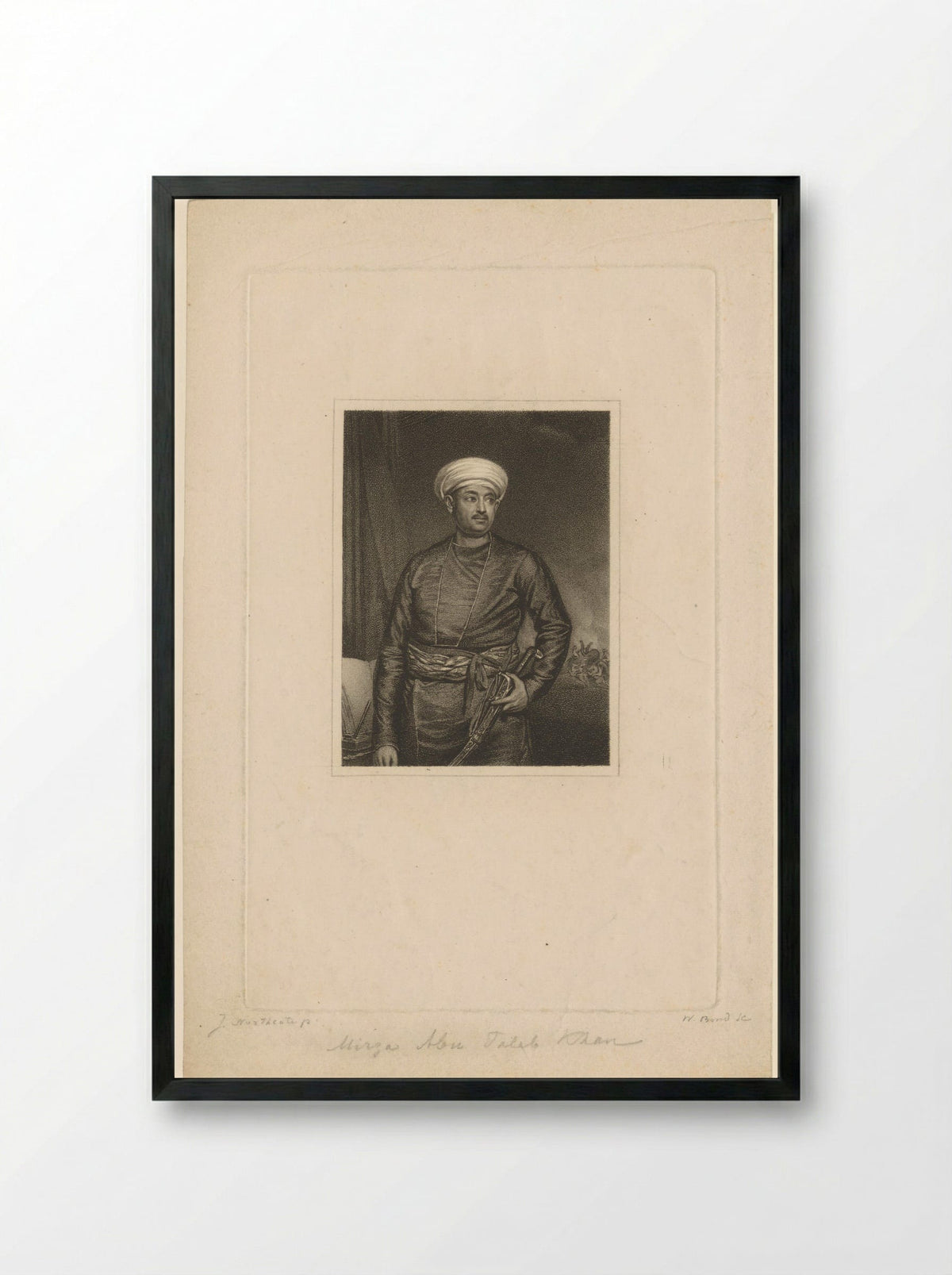 Portrait of Mirza Abu Taleb Khan - William Bond - Framed Print Black