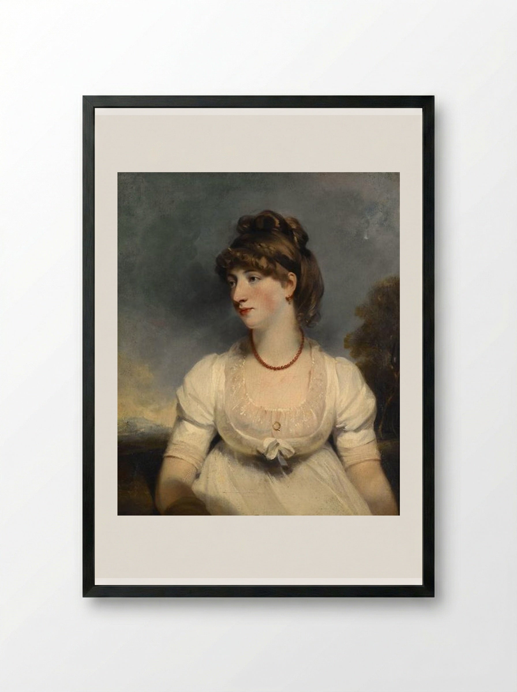 Portrait of Miss Fisher - John Hoppner - Framed Print Black