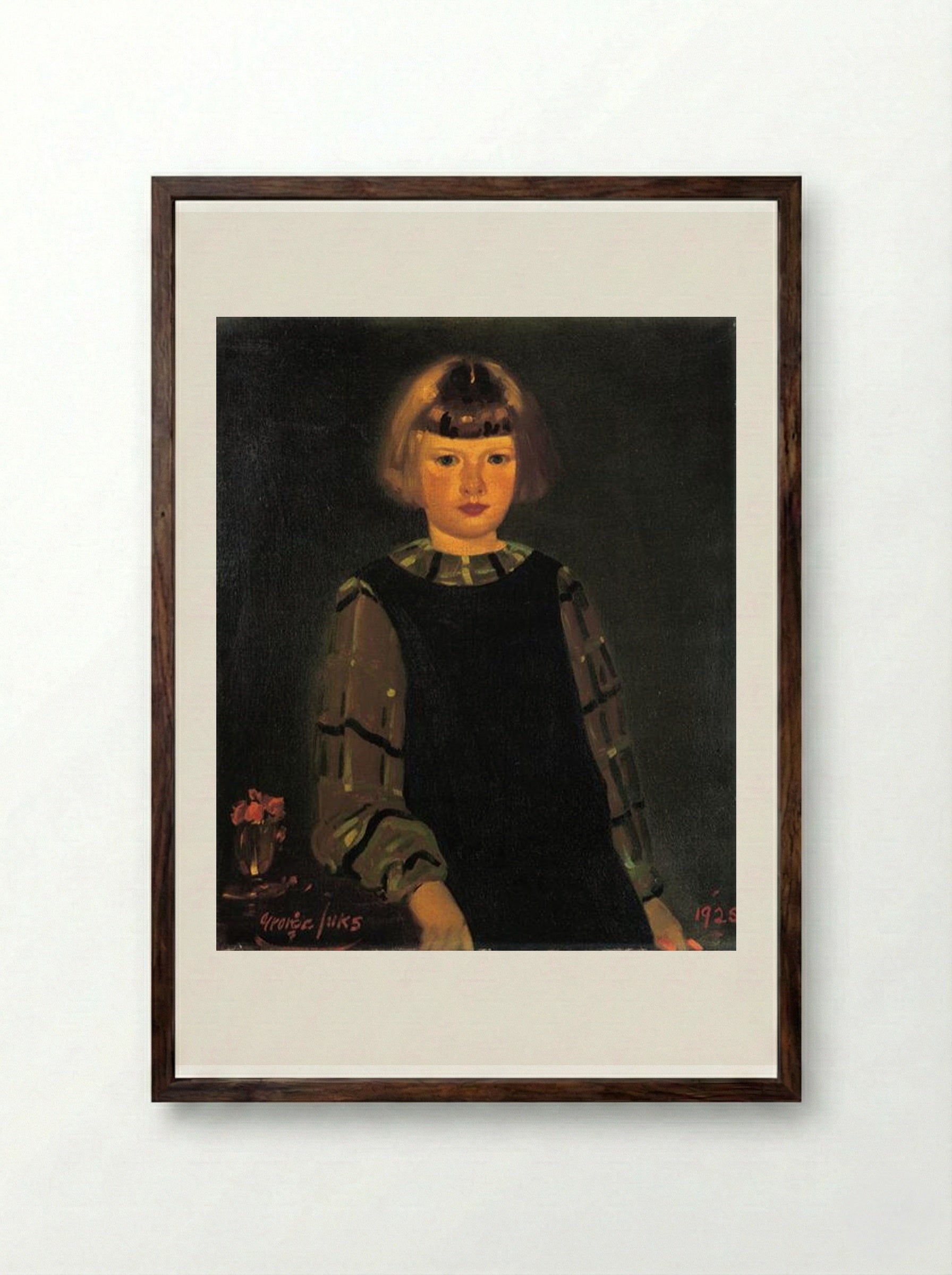 Portrait of Miss Ruth Breslin - George Luks - Framed Print Dark Wood