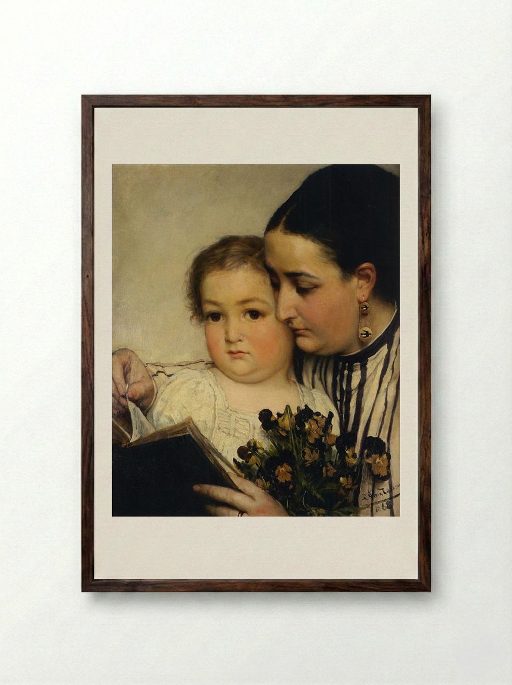 Portrait of Mme Bonnefoy and M. Puttemans - Sir Lawrence Alma-Tadema - Framed Print Dark Wood