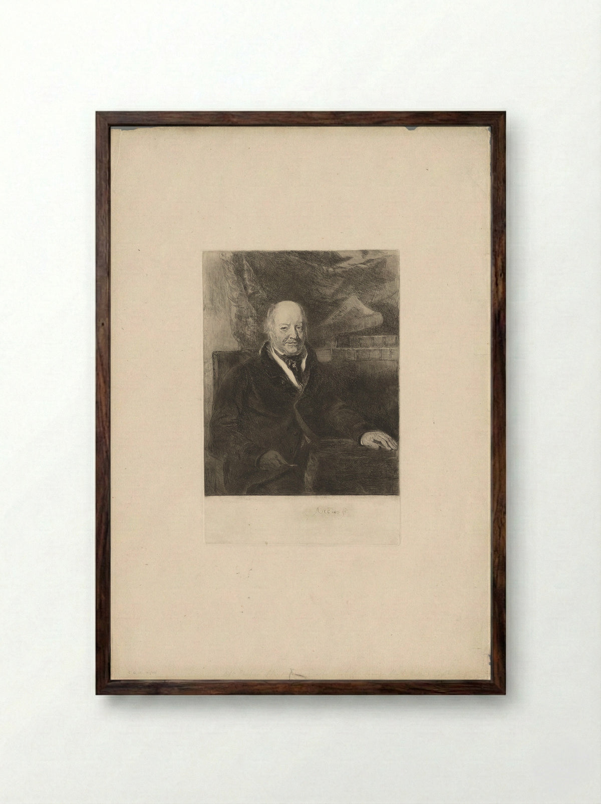 Portrait of Molesworth Phillips - Andrew Geddes - Framed Print Dark Wood