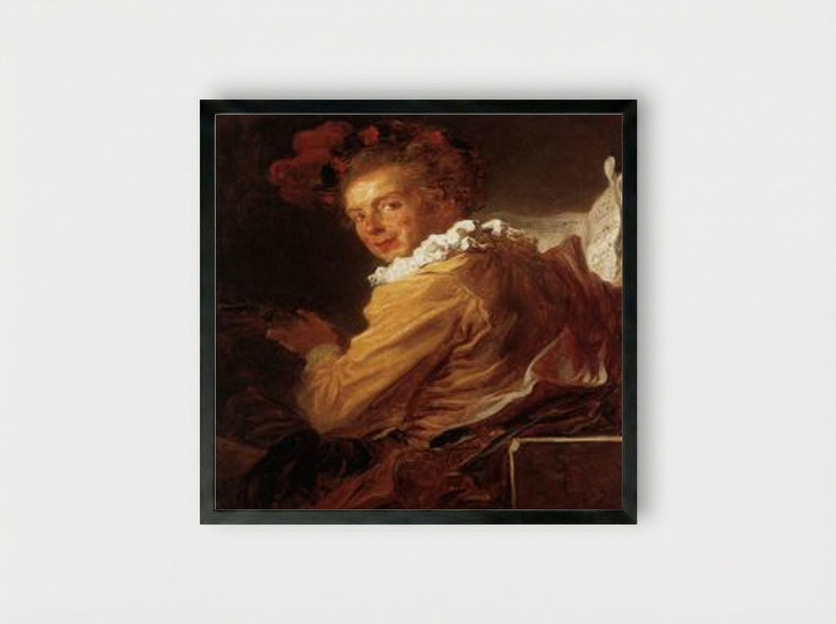 Portrait of Monsieur de la Breteche - Jean-Honore Fragonard - Framed Print Black