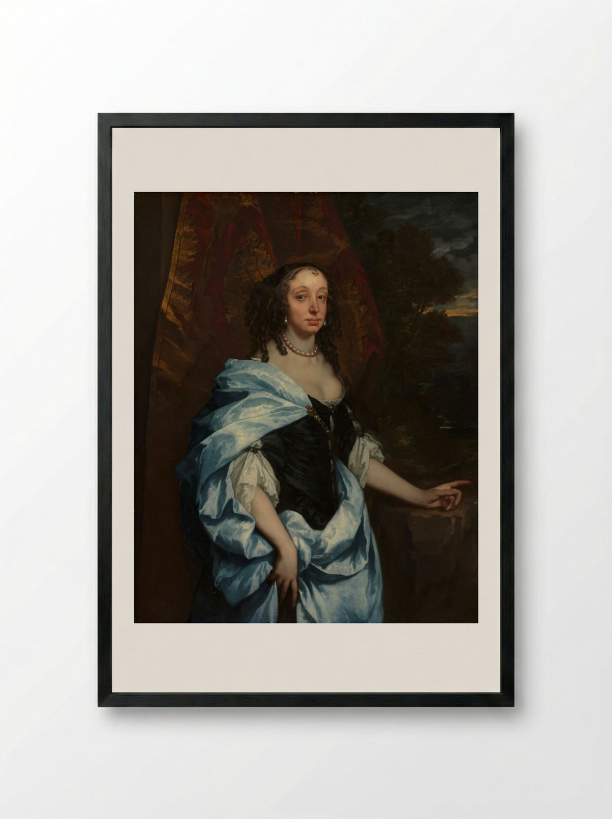 Portrait of Mrs. Leneve - Peter Lely - Framed Print Black