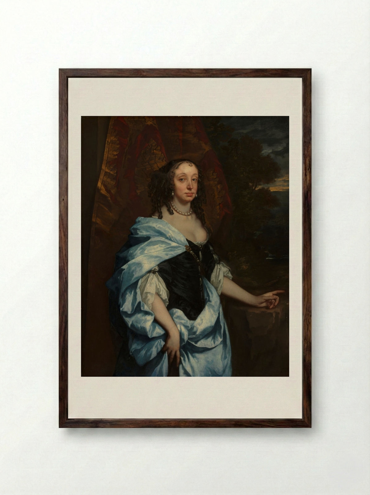 Portrait of Mrs. Leneve - Peter Lely - Framed Print Dark Wood