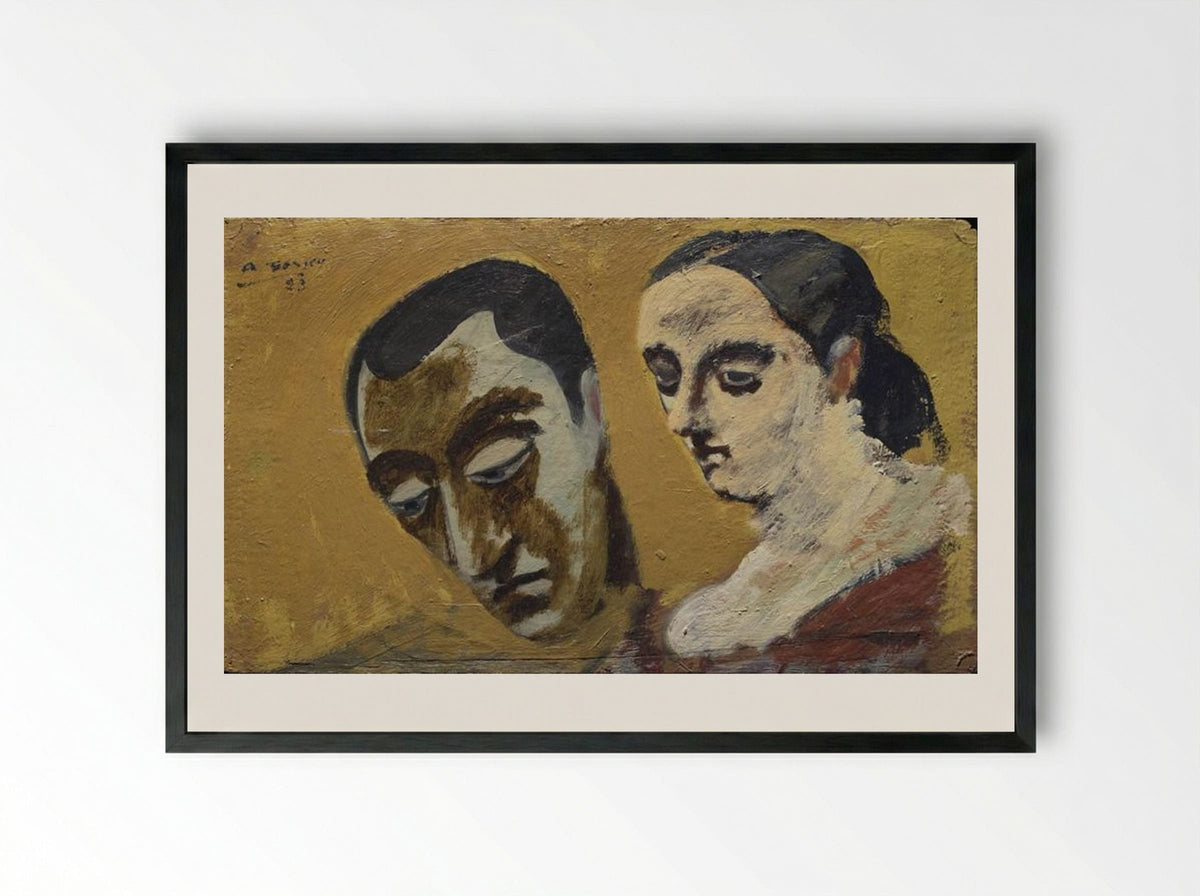 Portrait of Myself and My Imaginary Wife - Arshile Gorky - Framed Print Black