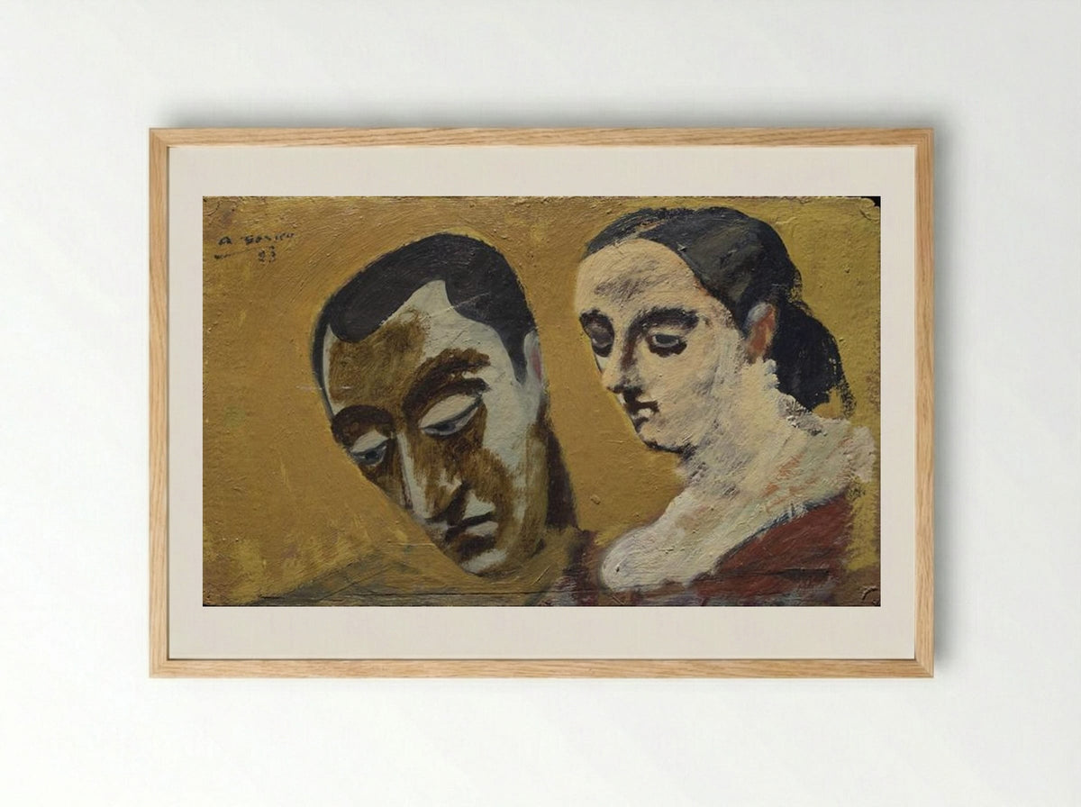 Portrait of Myself and My Imaginary Wife - Arshile Gorky - Framed Print Wood