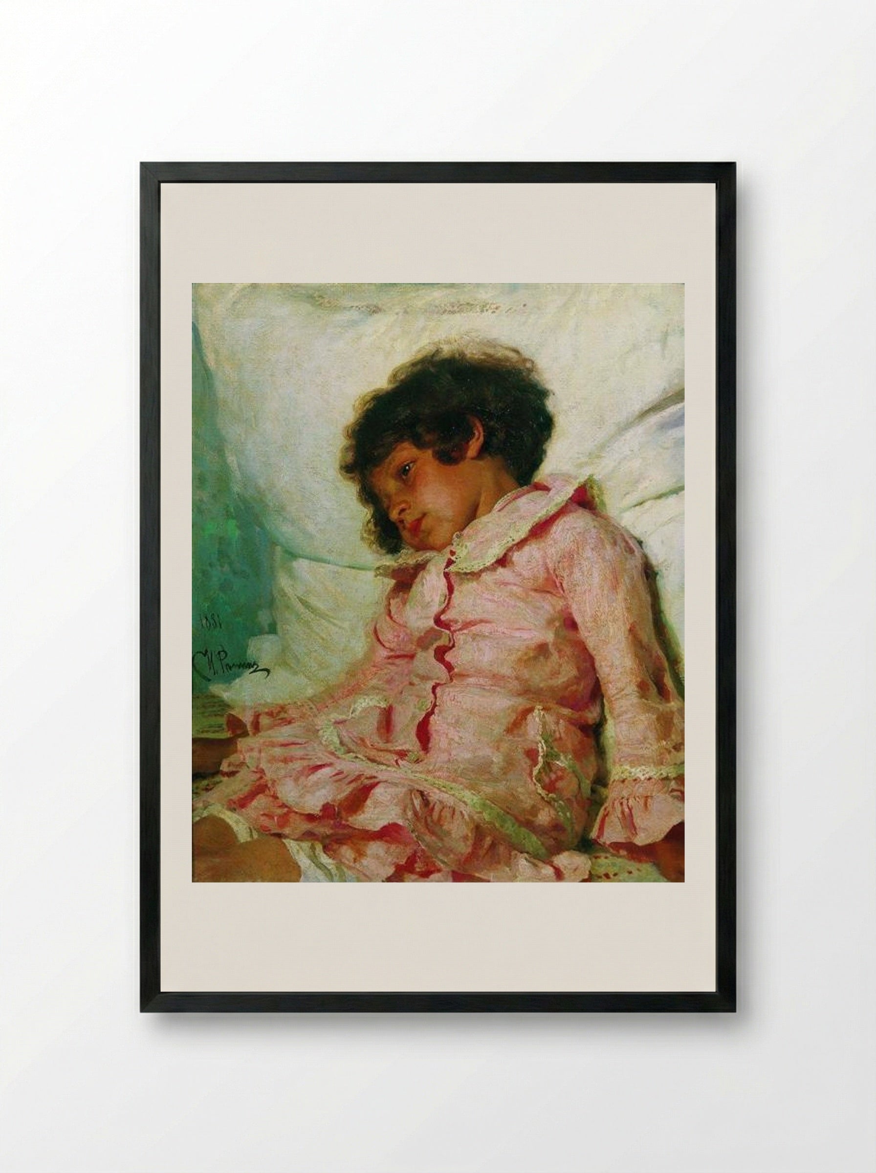 Portrait of Nadya Repina - Ilya Repin - Framed Print Black