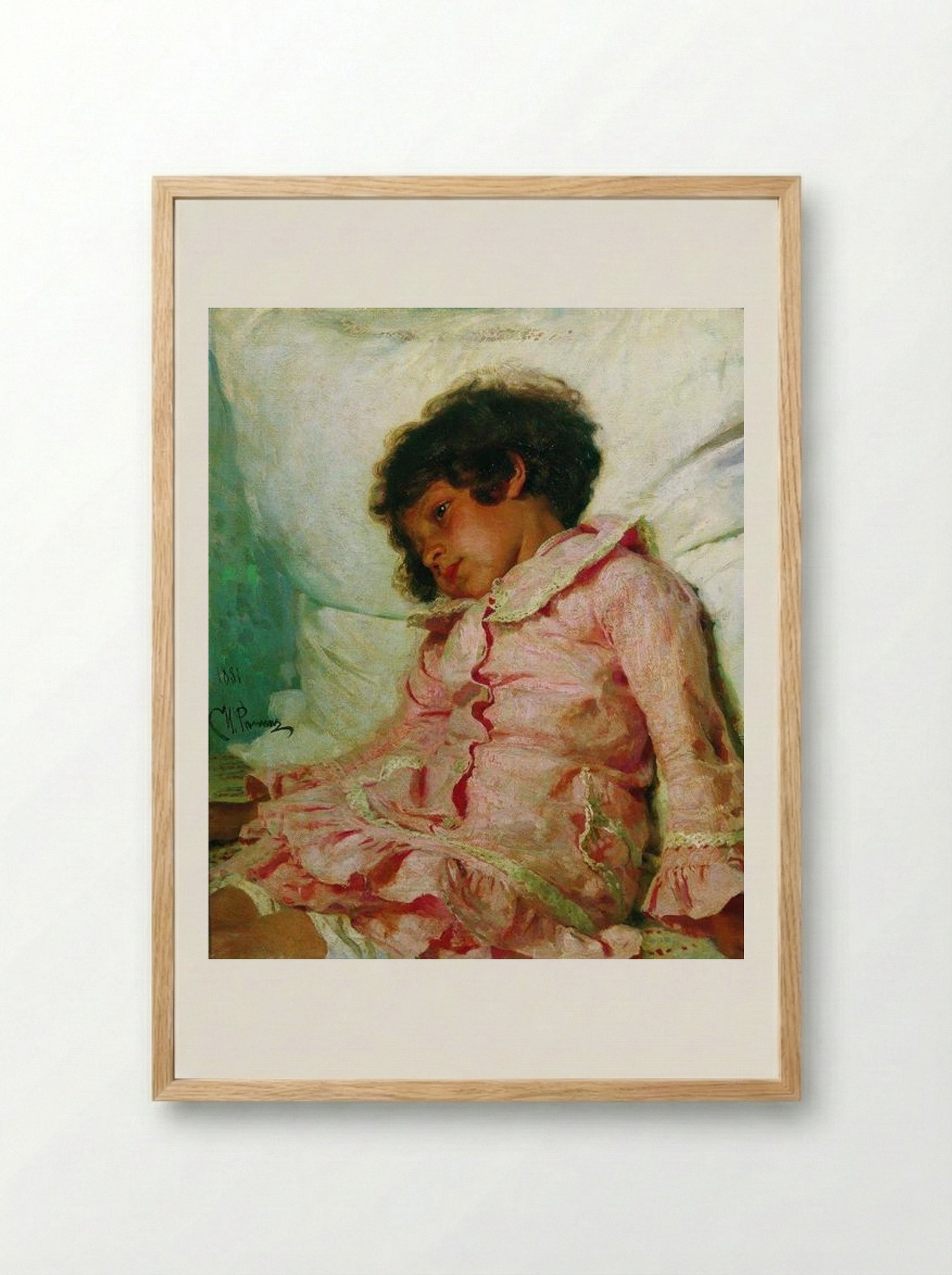 Portrait of Nadya Repina - Ilya Repin - Framed Print Wood