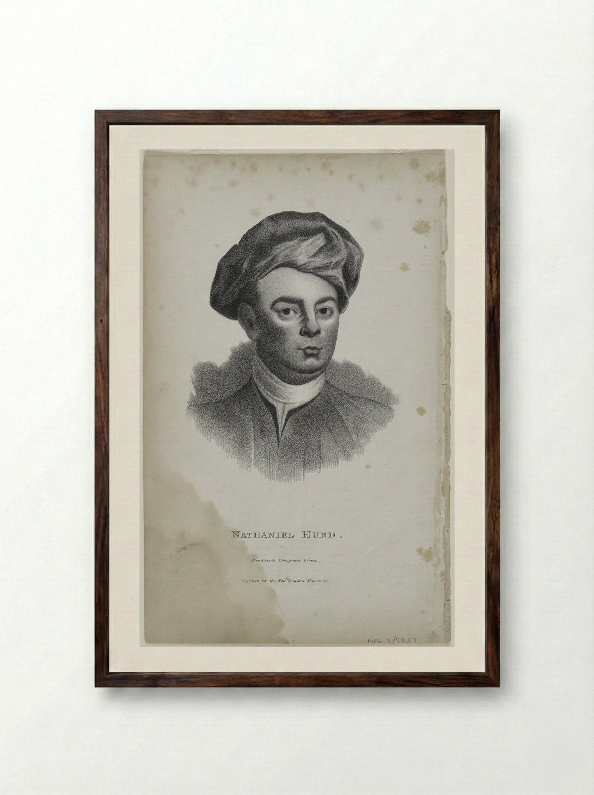 Portrait of Nathaniel Hurd - John Singleton Copley - Framed Print Dark Wood