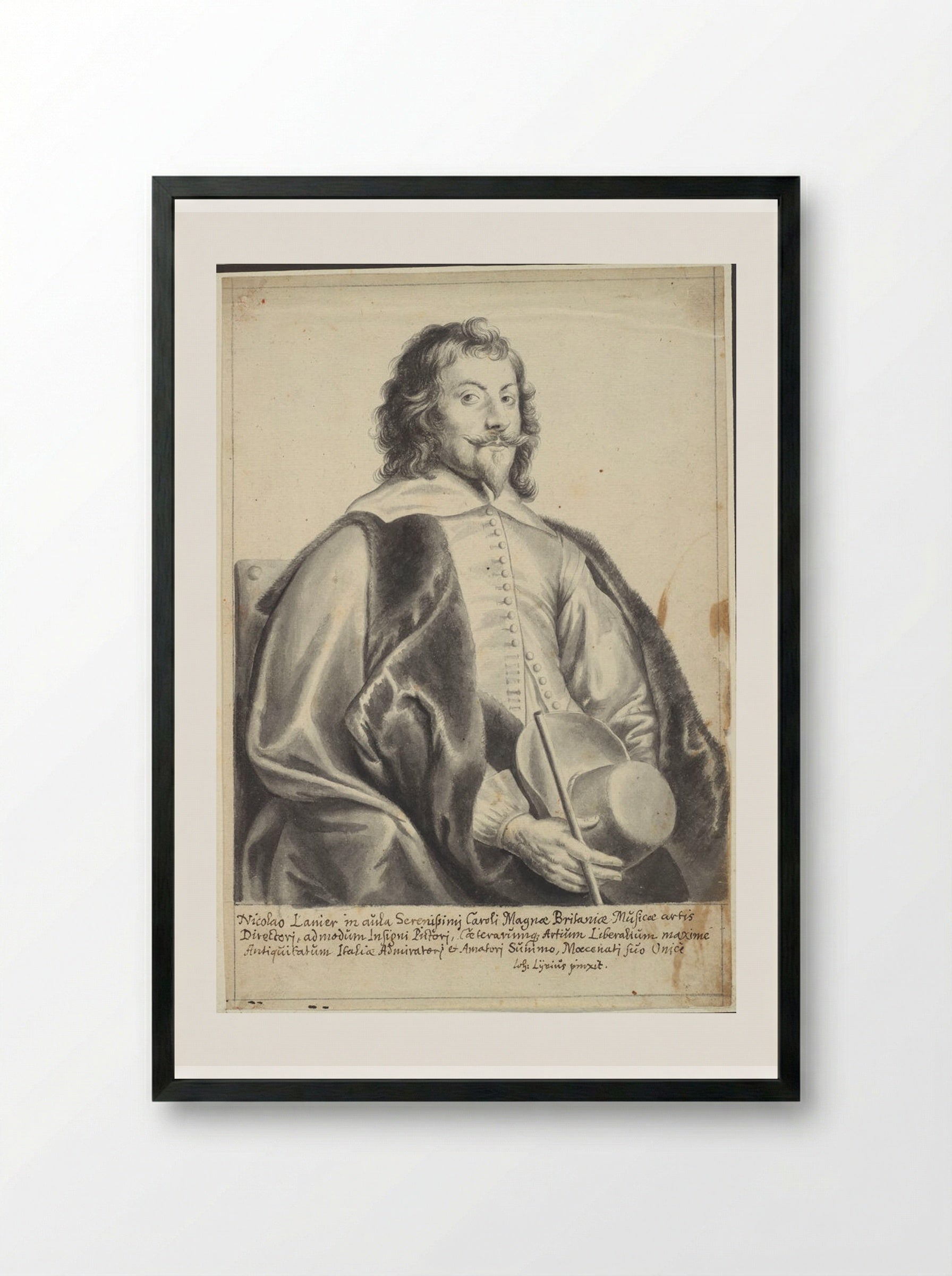 Portrait of Nicholas Lanier - Jan Lievens - Framed Print Black